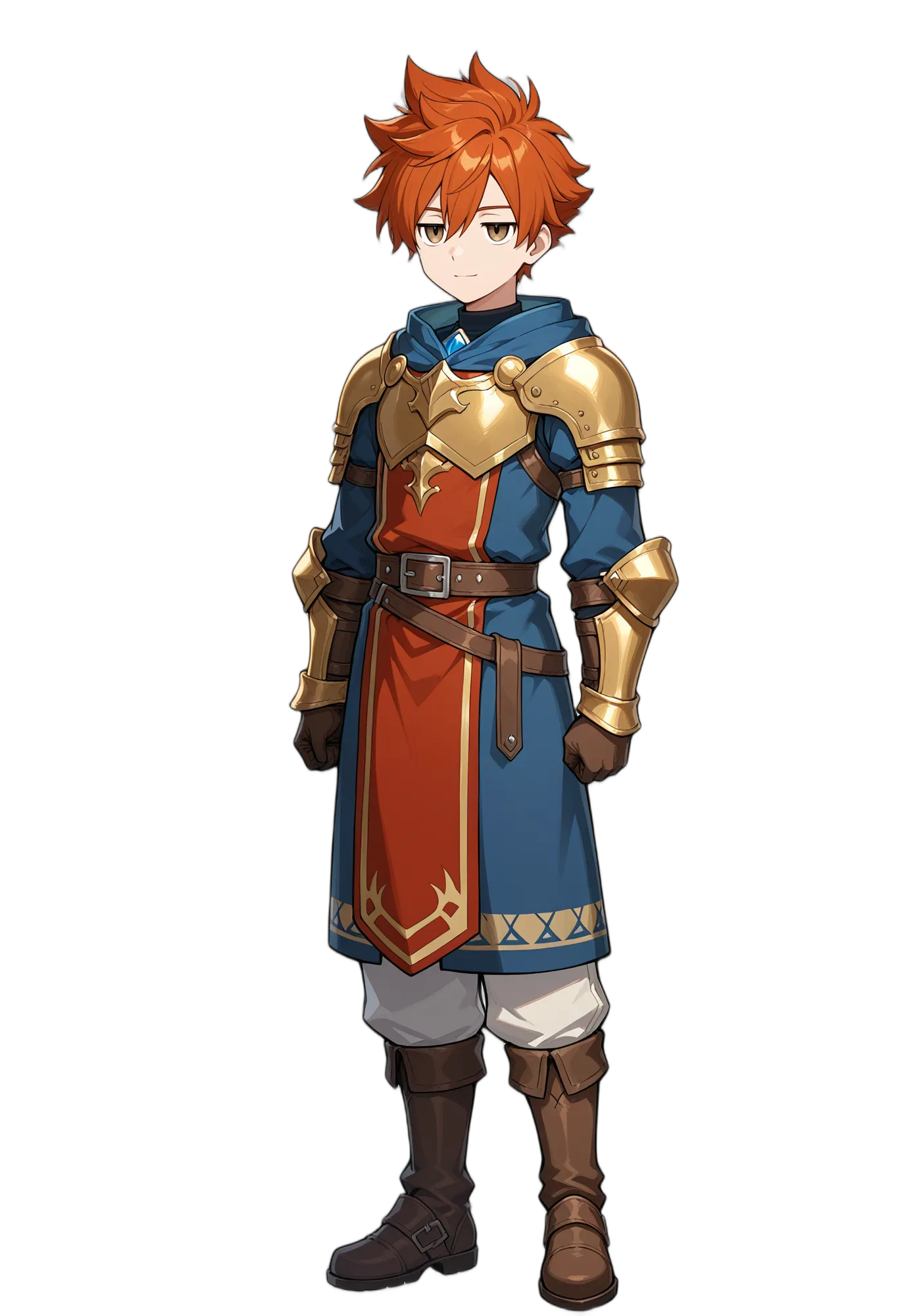 アニメイラスト-RPG-鎧-ショルダーアーマー-手袋-男性-AI人物素材