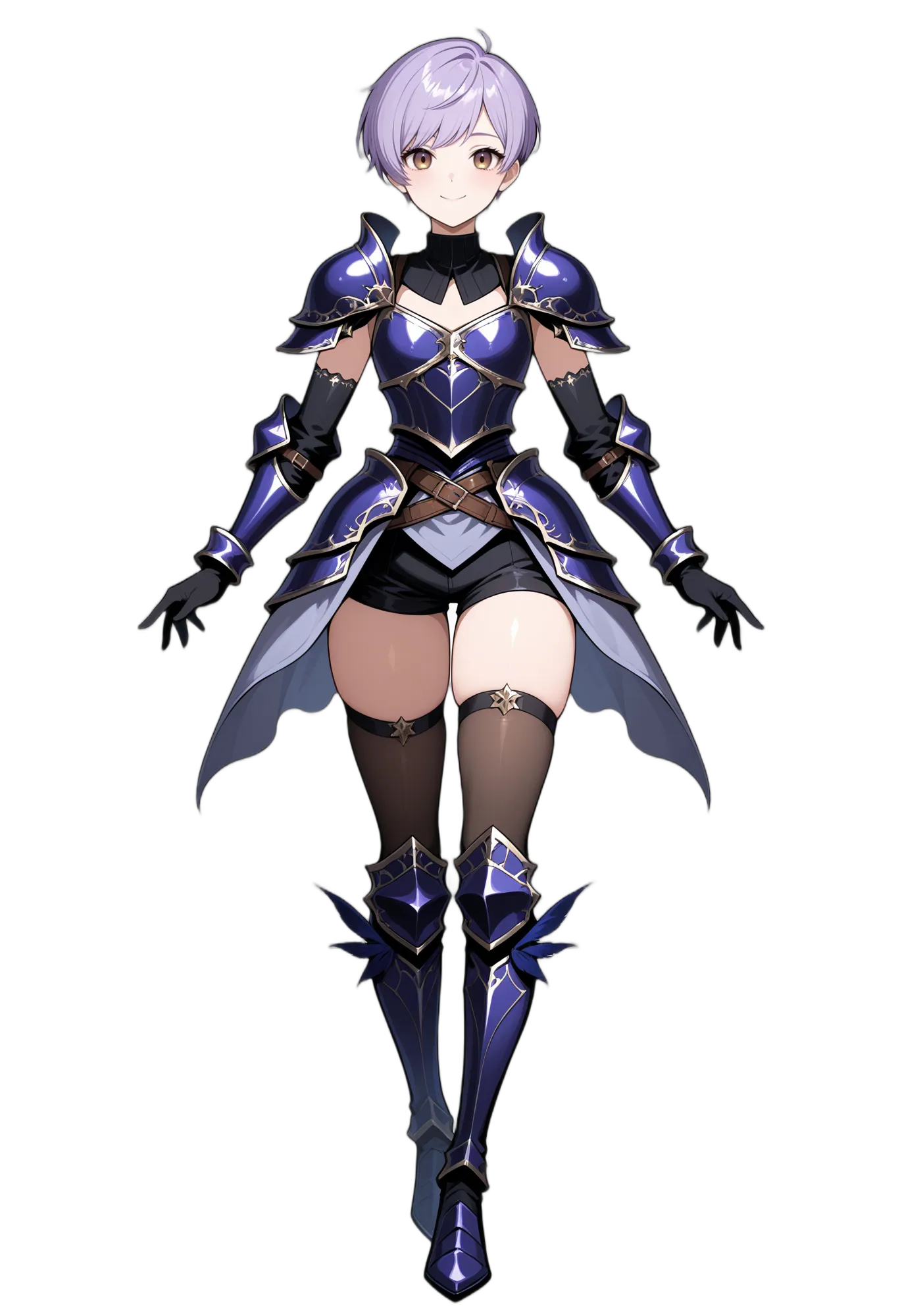 アニメイラスト-ファンタジー-鎧-ショートヘア-手袋-女性-AI人物素材