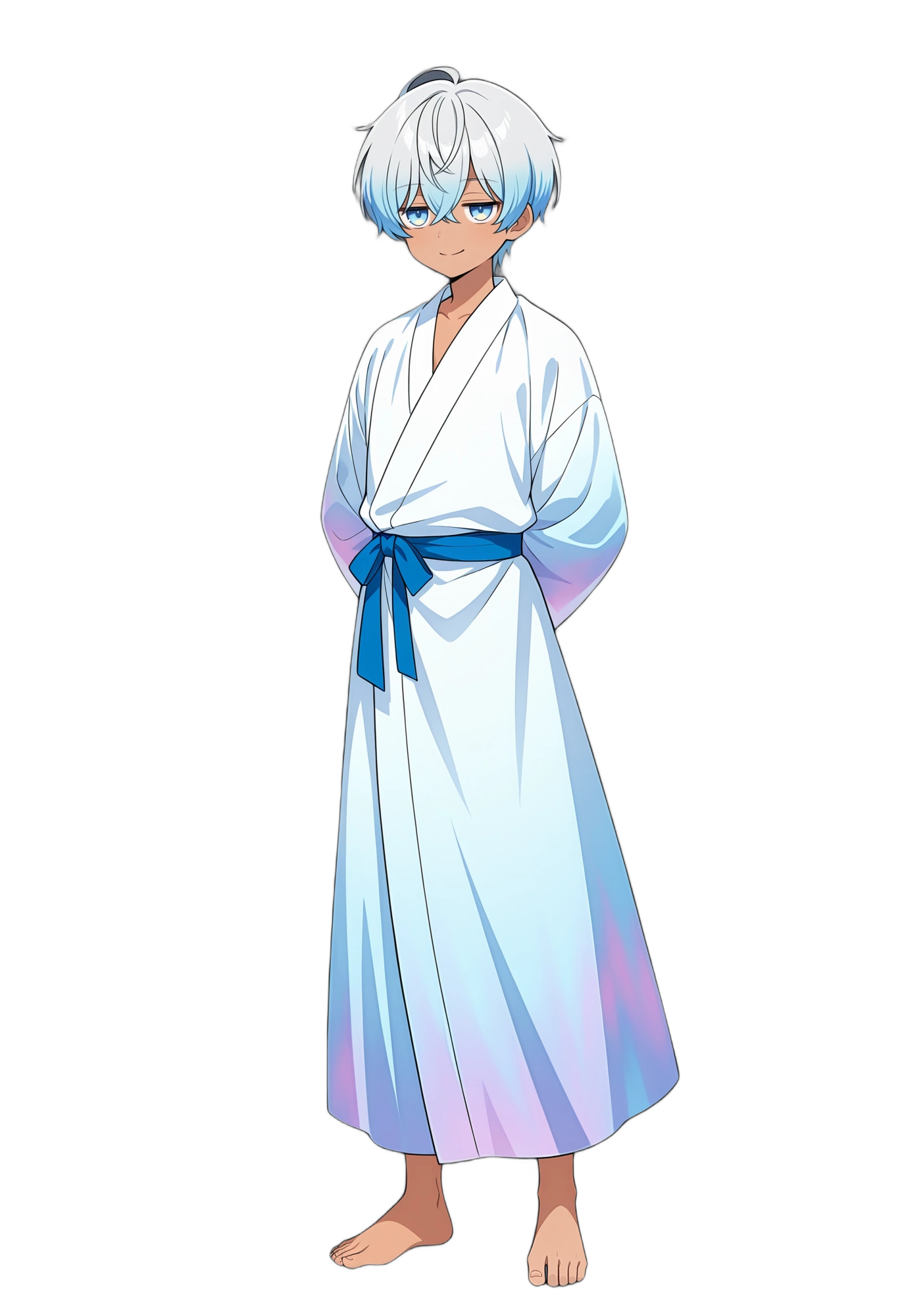 anime-barefoot-multicoloredhair-bluehair-man