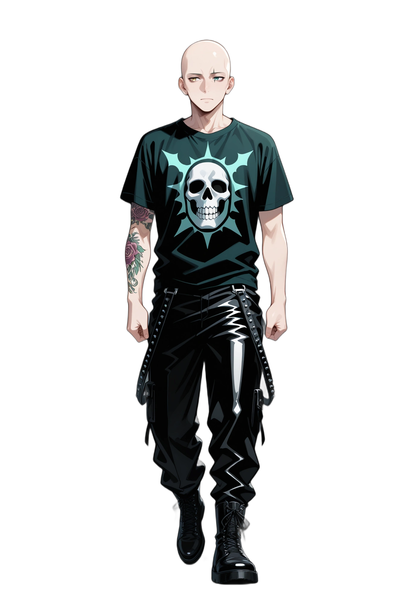 anime-blackfootwear-shortsleeves-blackpants-man