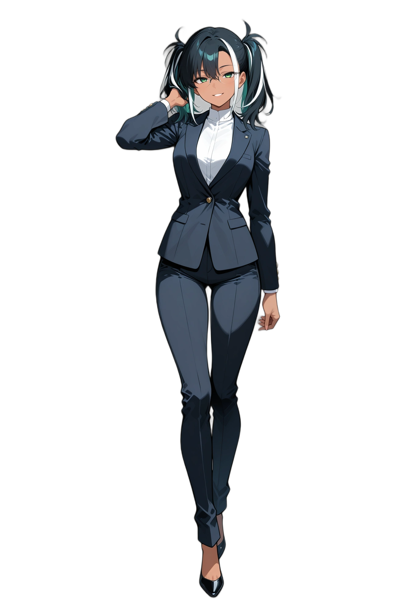 anime-blackfootwear-greenhair-longsleeves-woman
