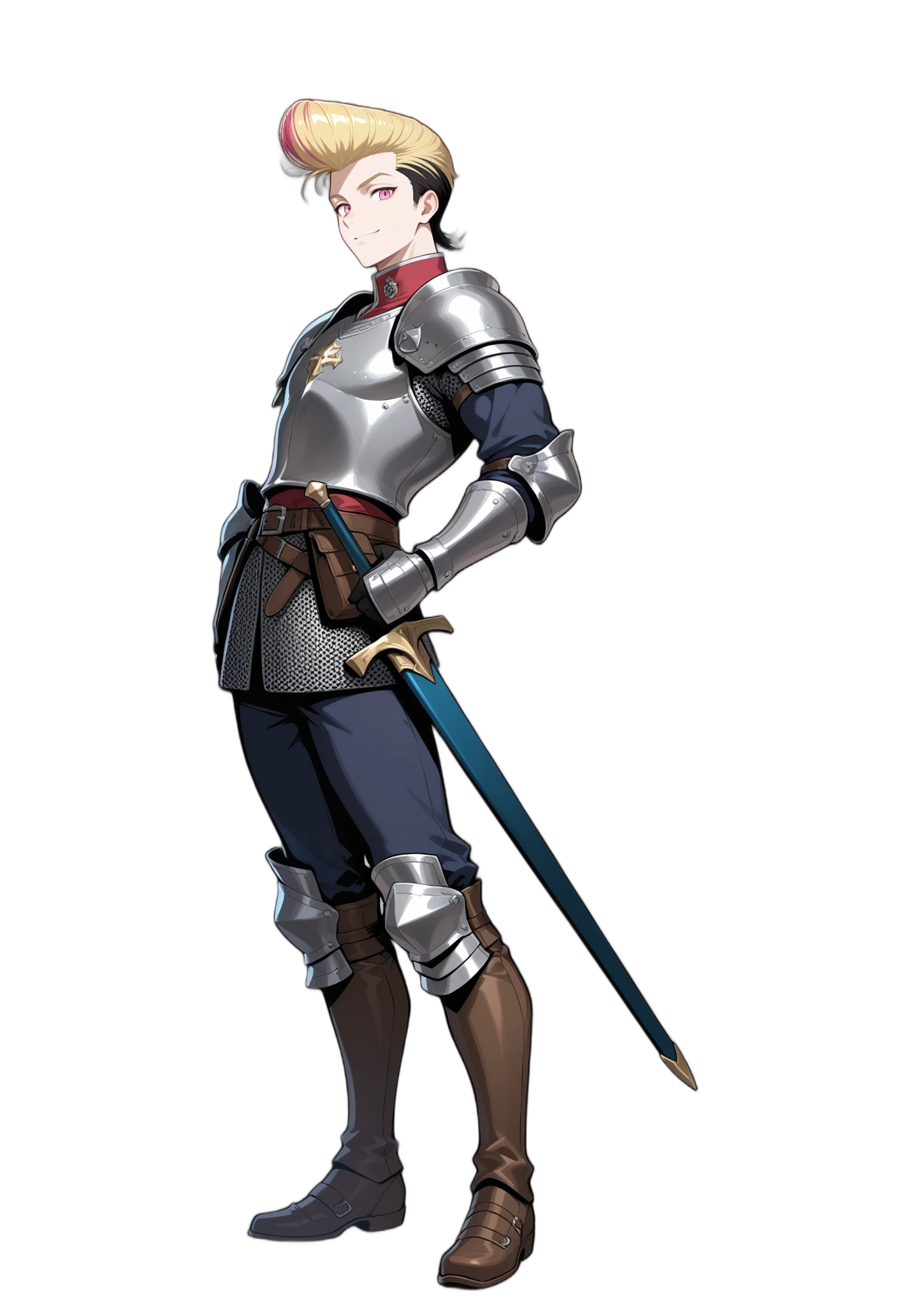 anime-blackhair-armor-two-tonehair-man