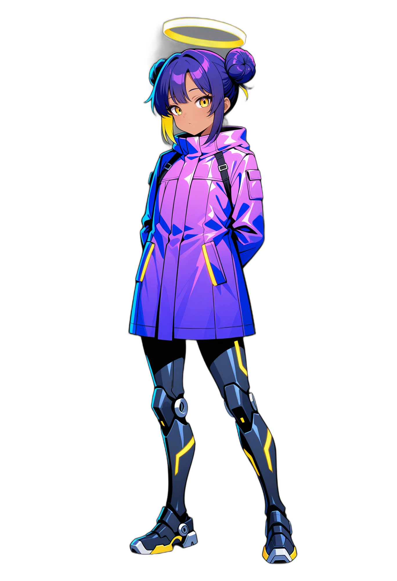 anime-blondehair-handsinpockets-darkskin-woman