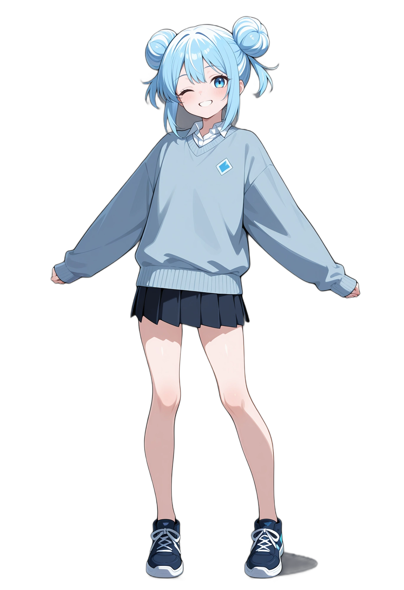 anime-blueeyes-bluehair-longsleeves-woman
