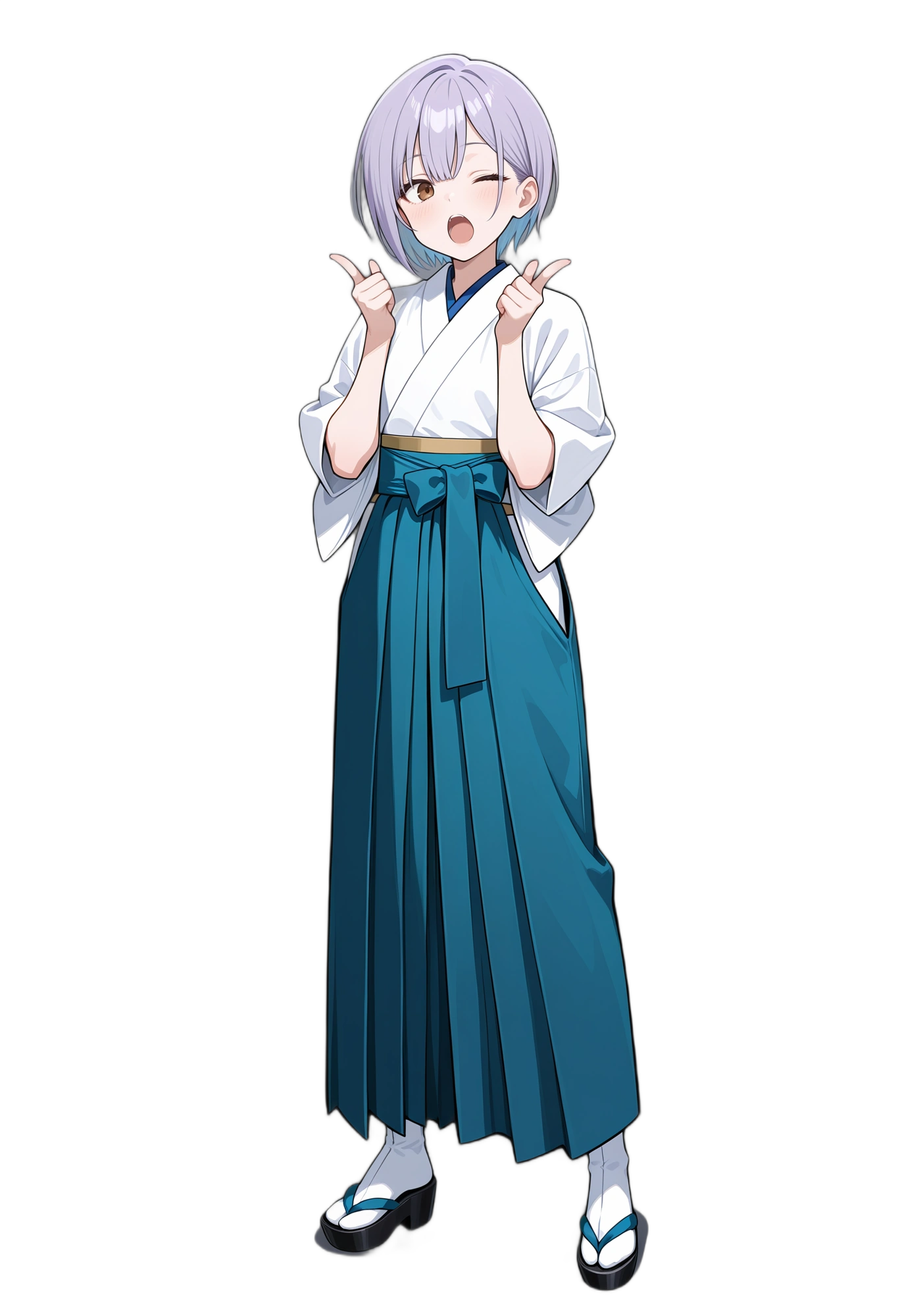 anime-bluehair-tabi-hakama-woman