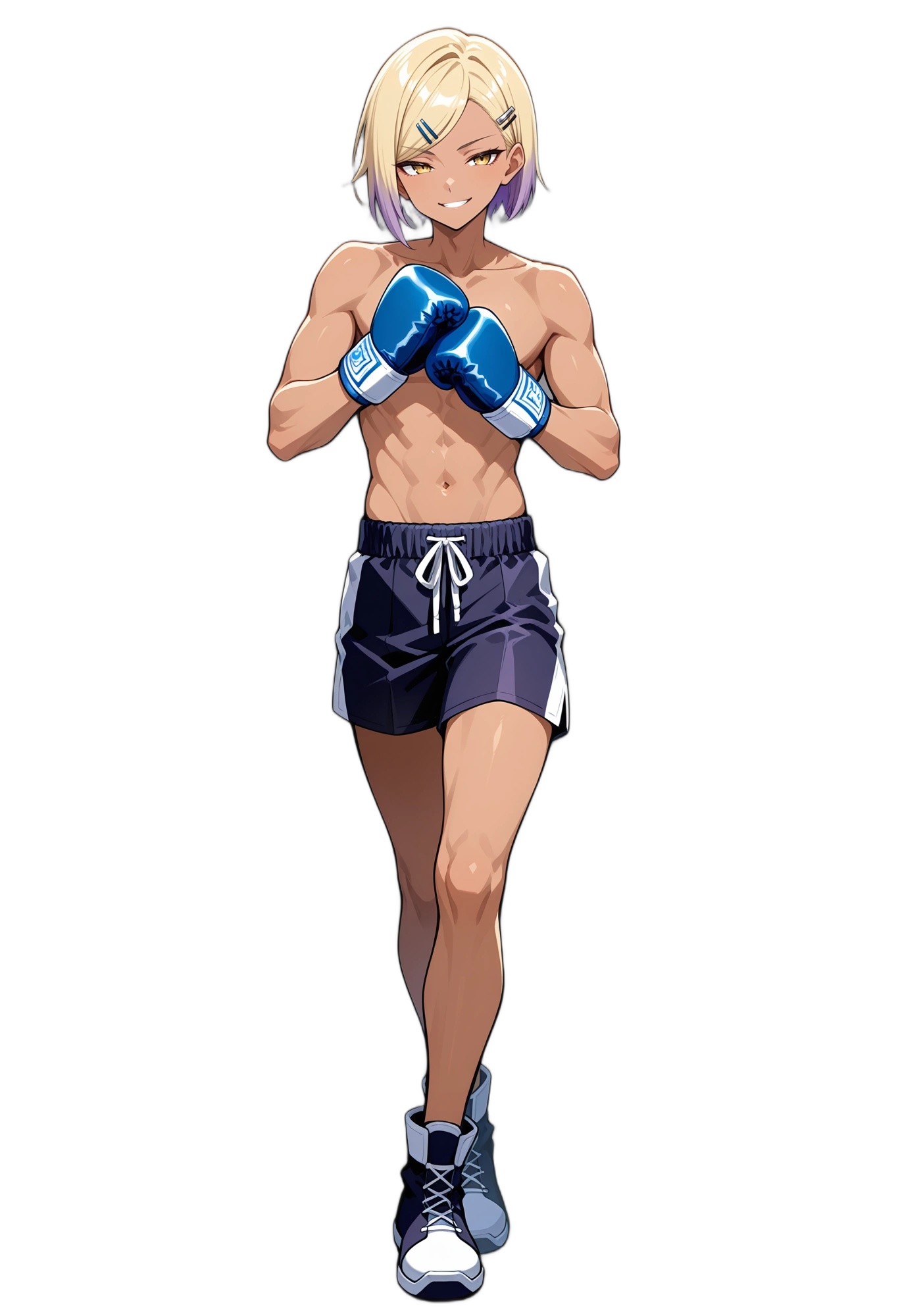 anime-boxinggloves-blondehair-yelloweyes-woman