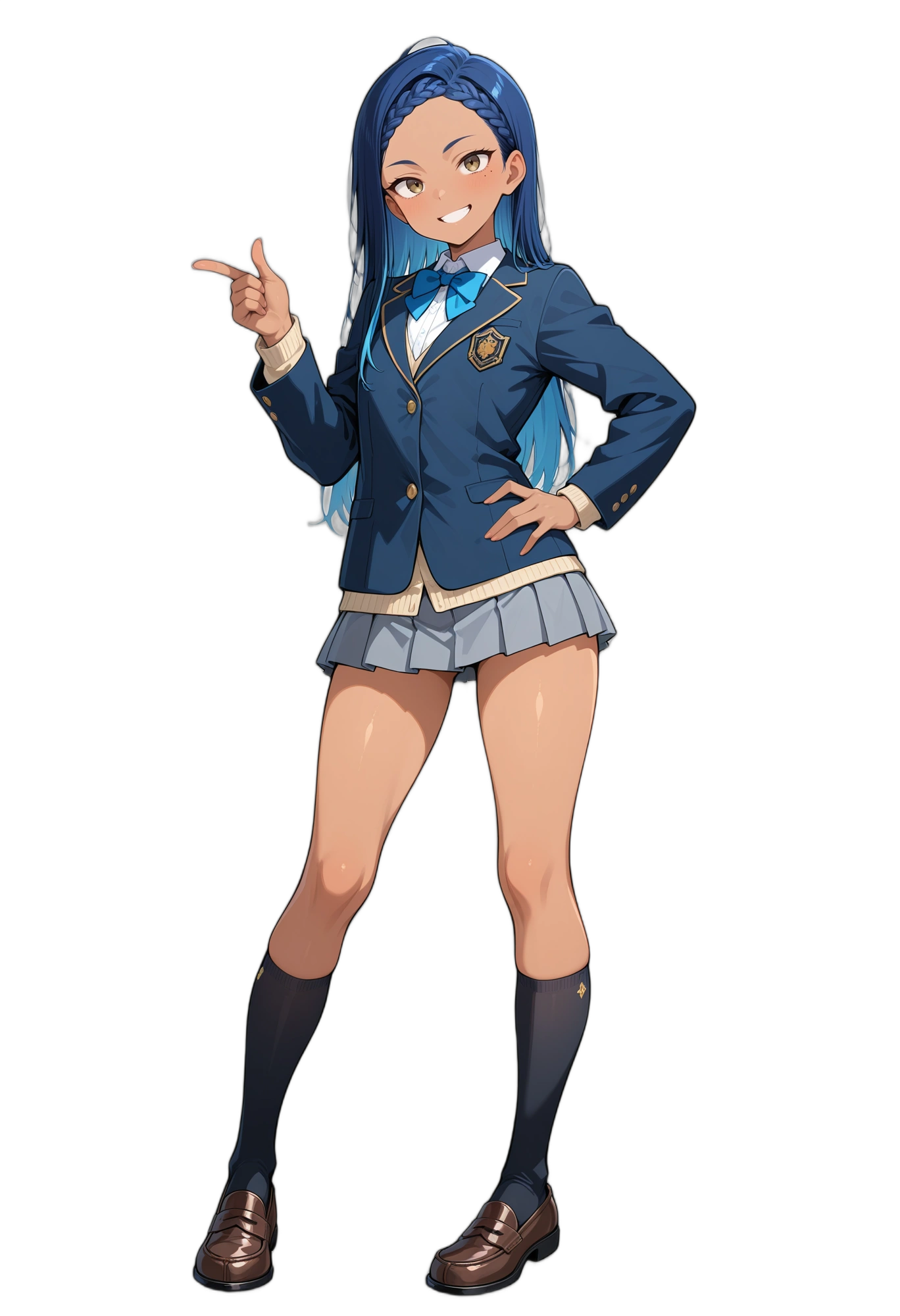 anime-browneyes-smile-bluehair-woman