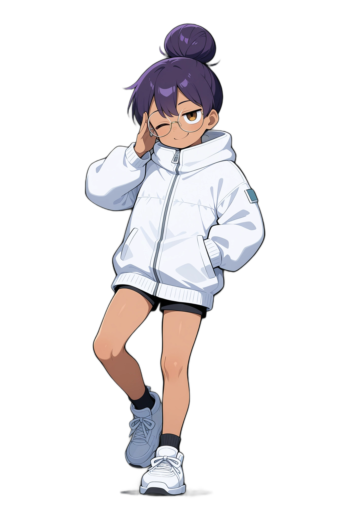 anime-browneyes-dark-skinnedfemale-handinpocket-woman
