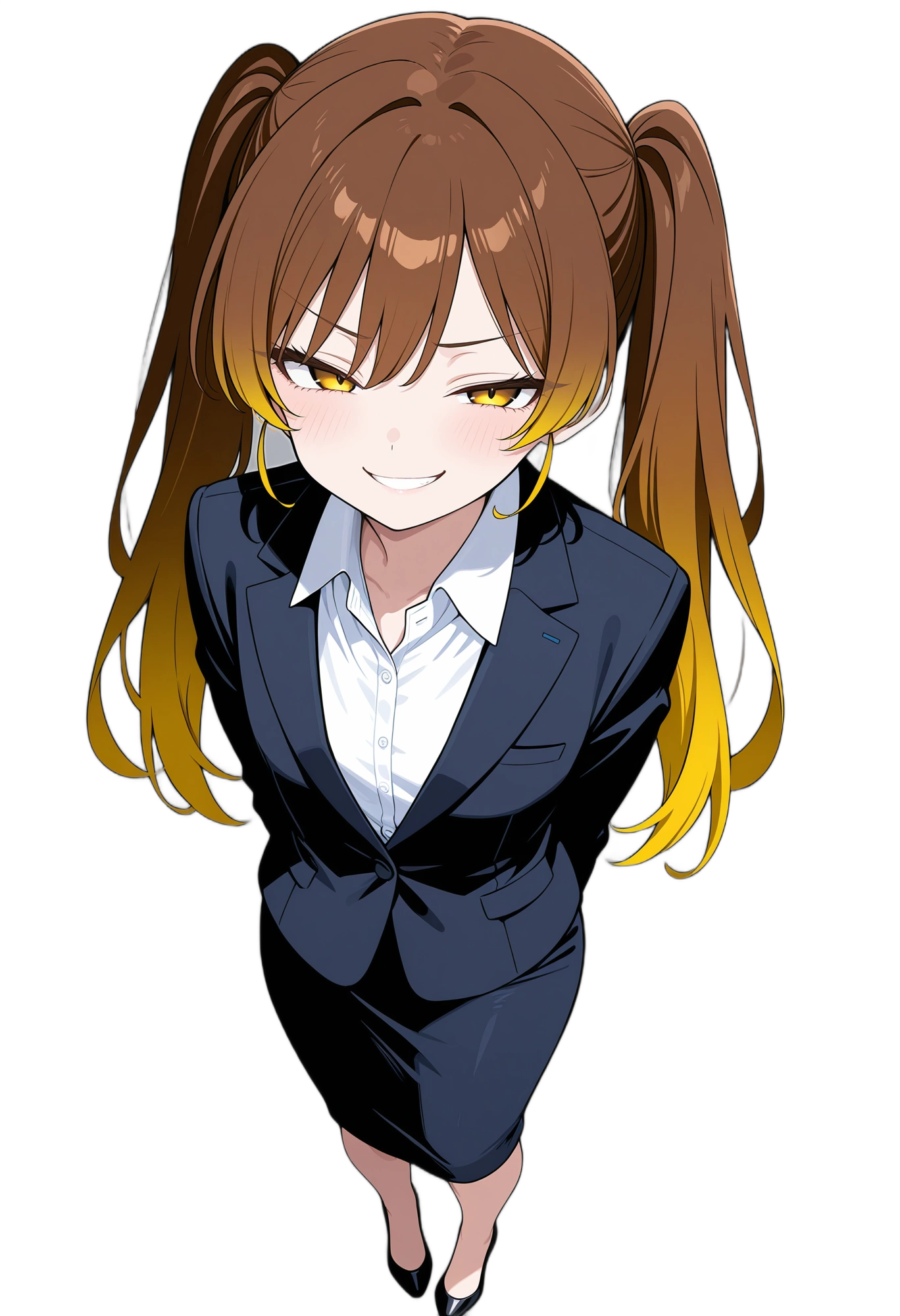 anime-collaredshirt-blondehair-dressshirt-woman