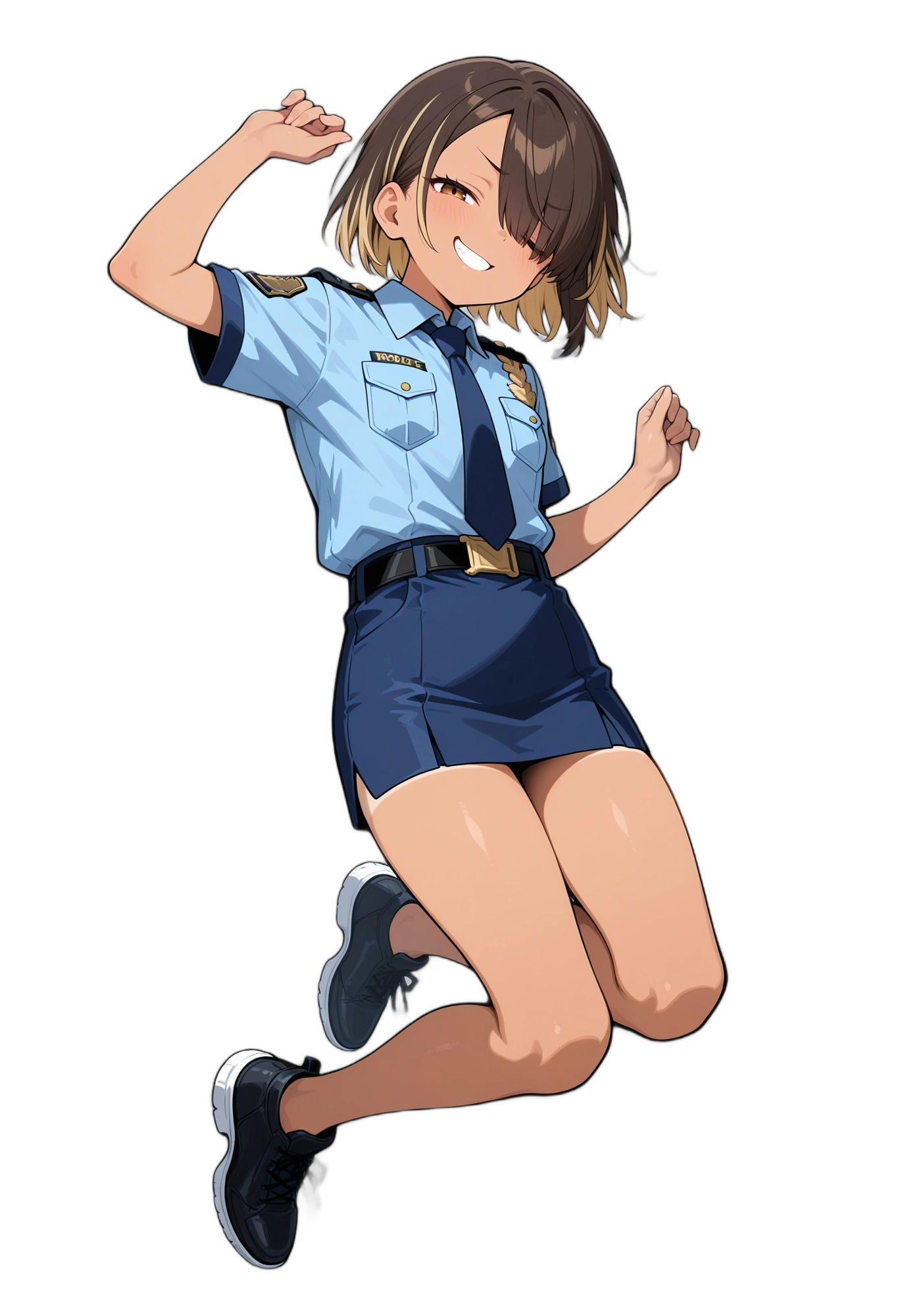 anime-darkskin-shorthair-belt-woman