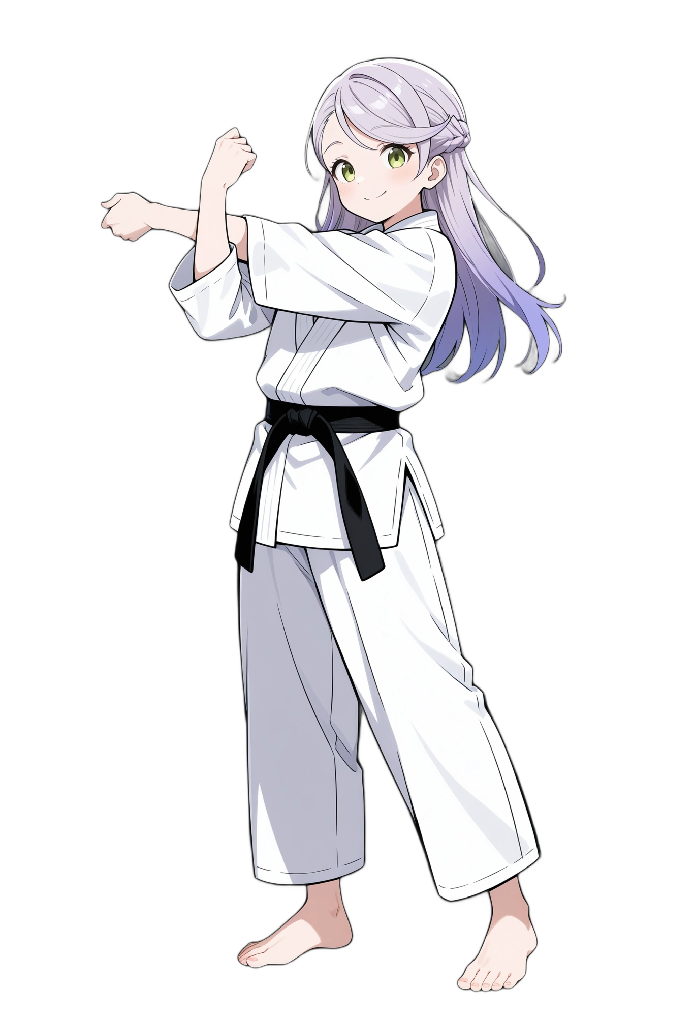 anime-dougi-barefoot-braid-woman