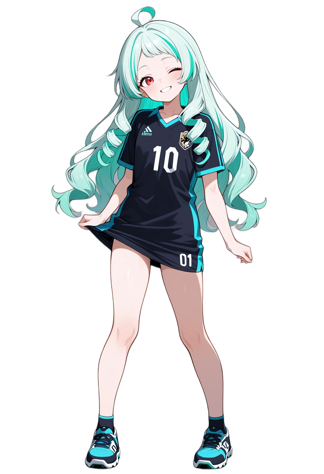 anime-greenhair-redeyes-bluehair-woman