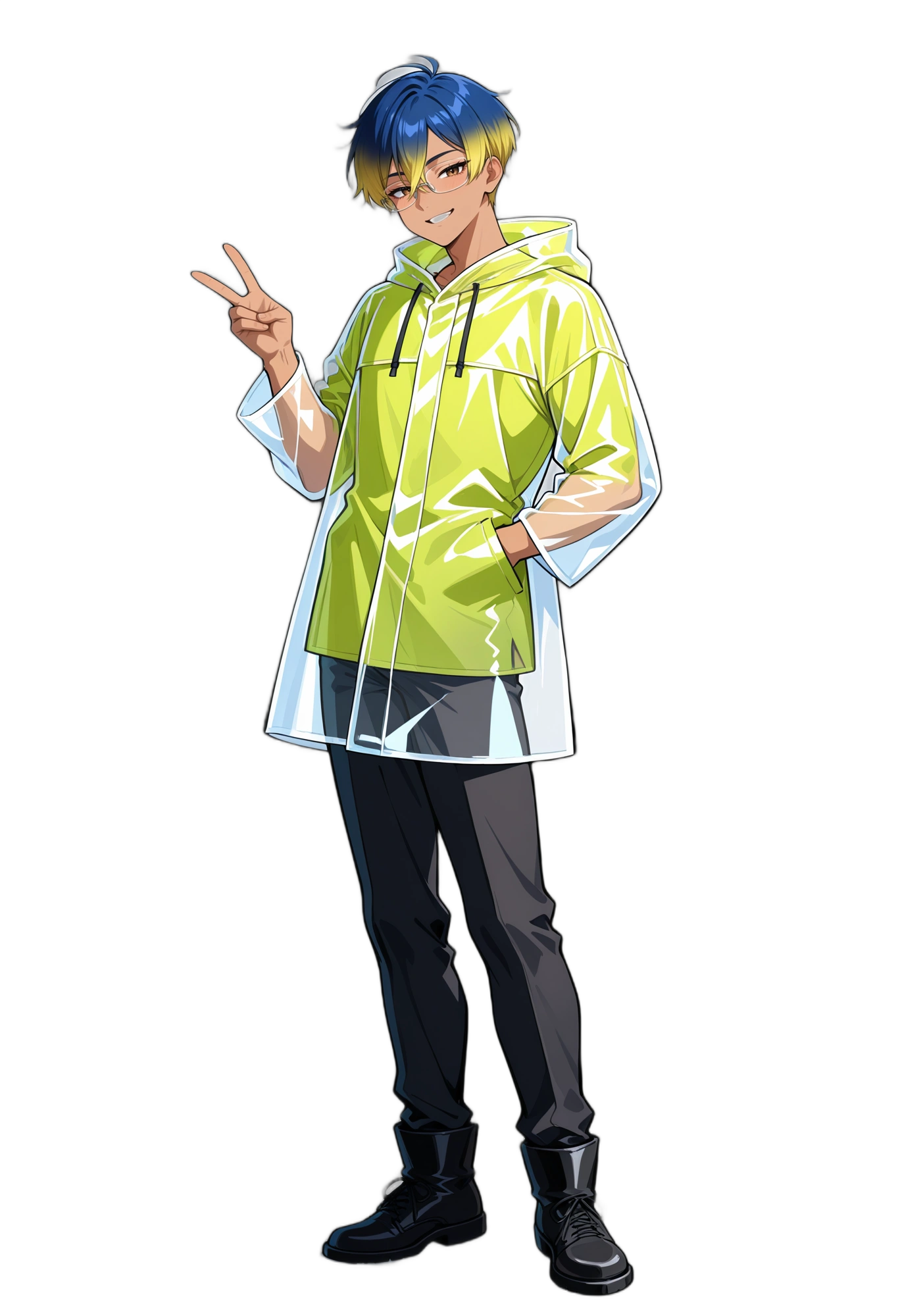 anime-handinpocket-boots-bluehair-man