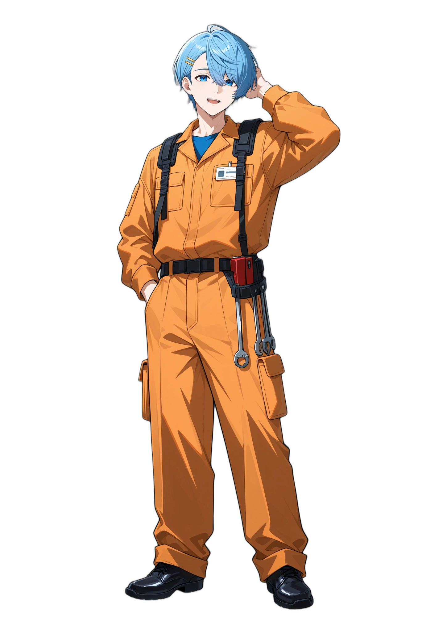 anime-handinpocket-bluehair-hairornament-man