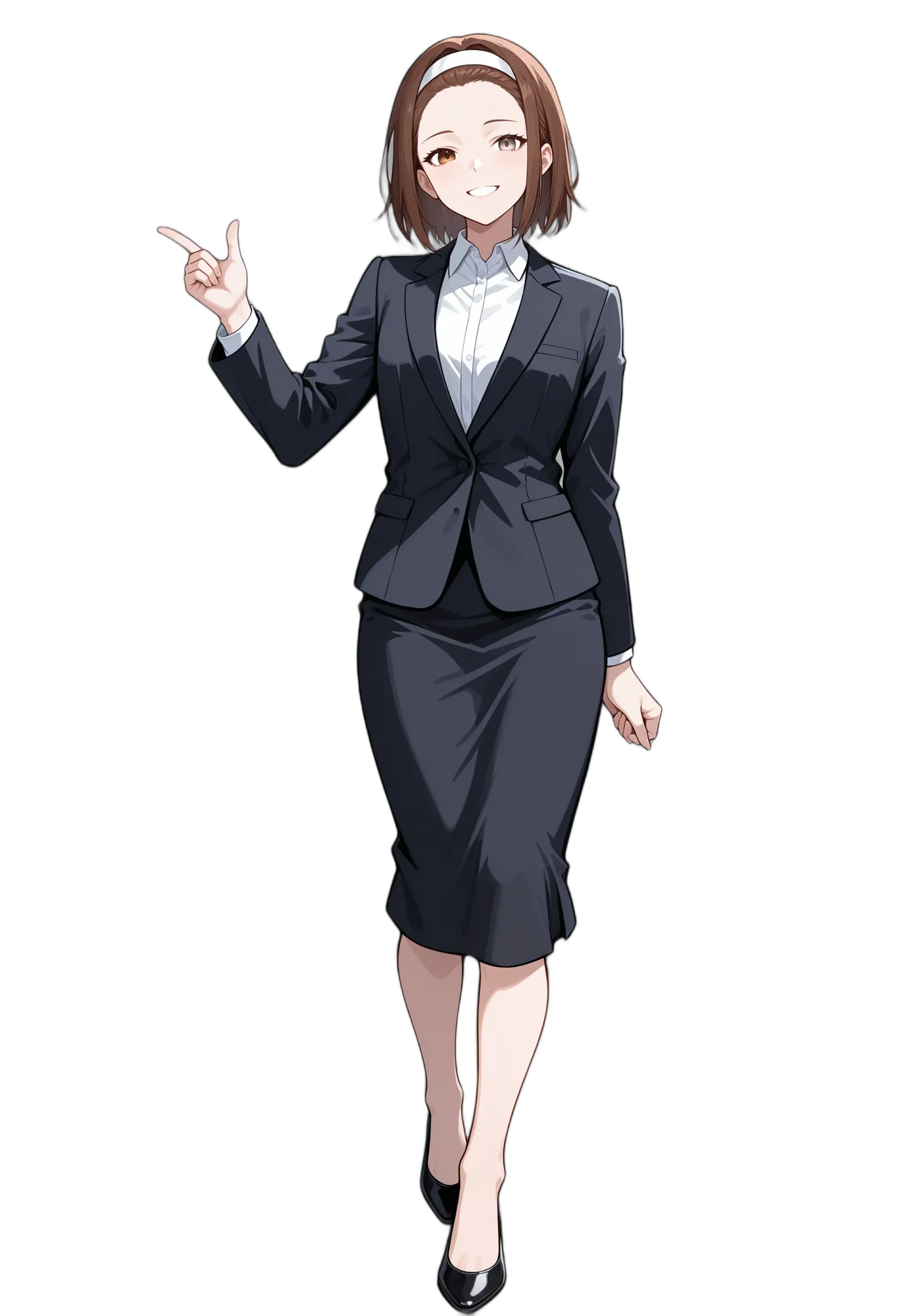 アニメイラスト-会社員-ジャケット-茶髪-ブラウンアイ-女性-AI人物素材
