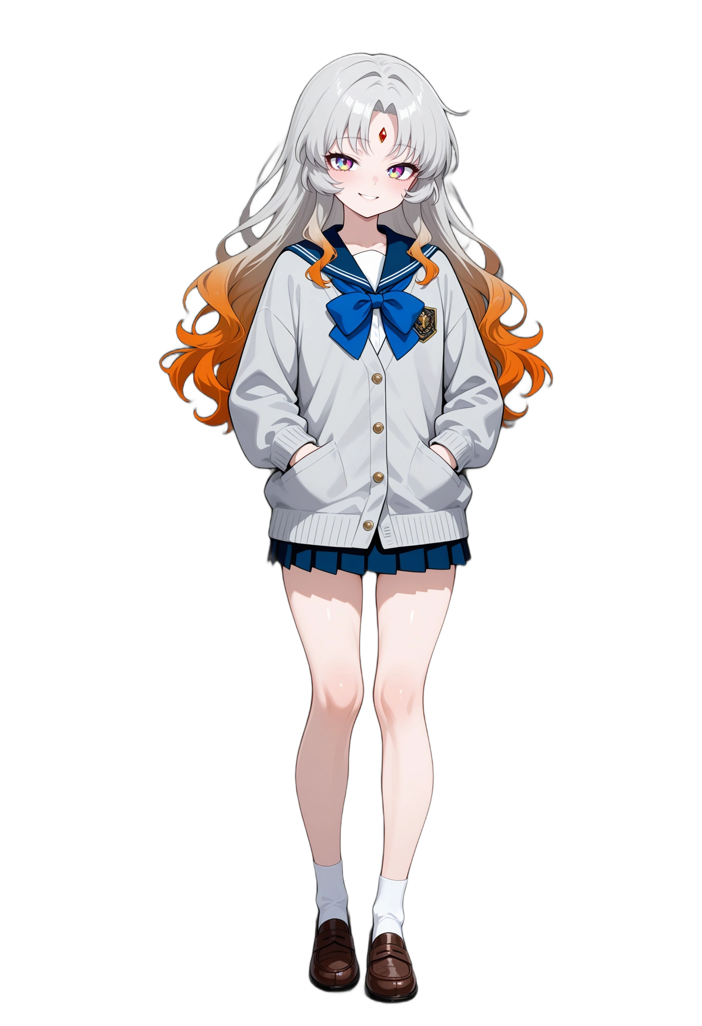 anime-longhair-multicoloredhair-handsinpockets-woman