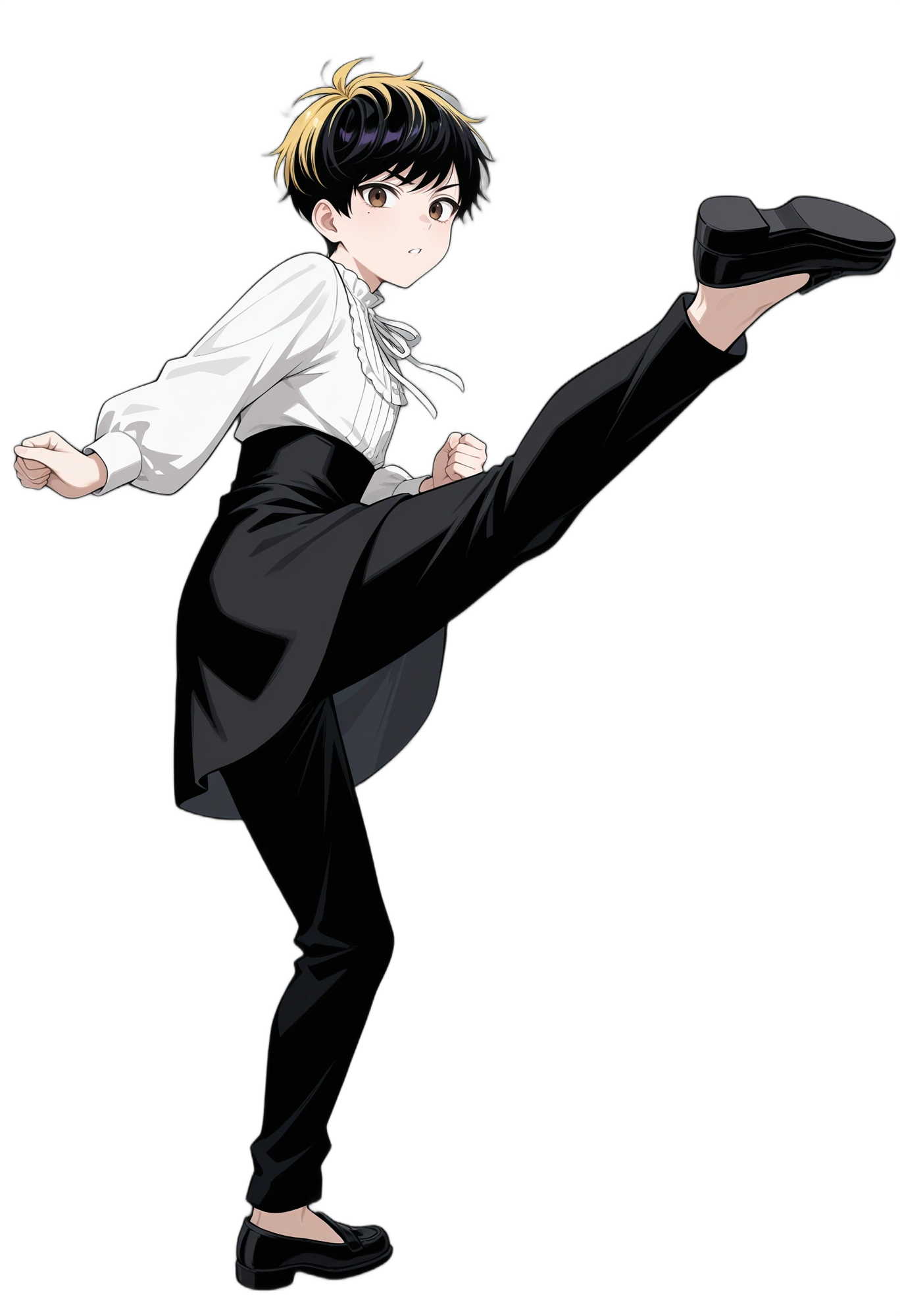 anime-longsleeves-shorthair-blackfootwear-man
