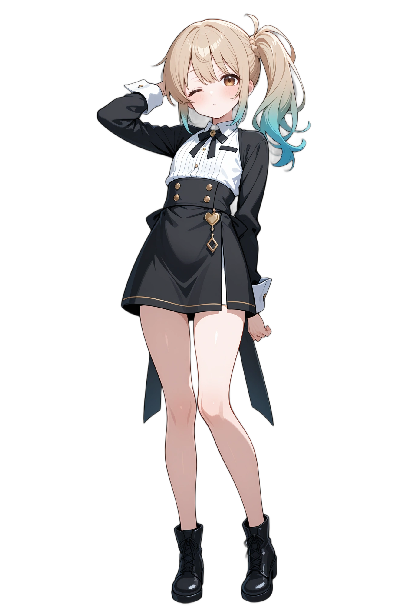 anime-longsleeves-blackfootwear-oneeyeclosed-woman