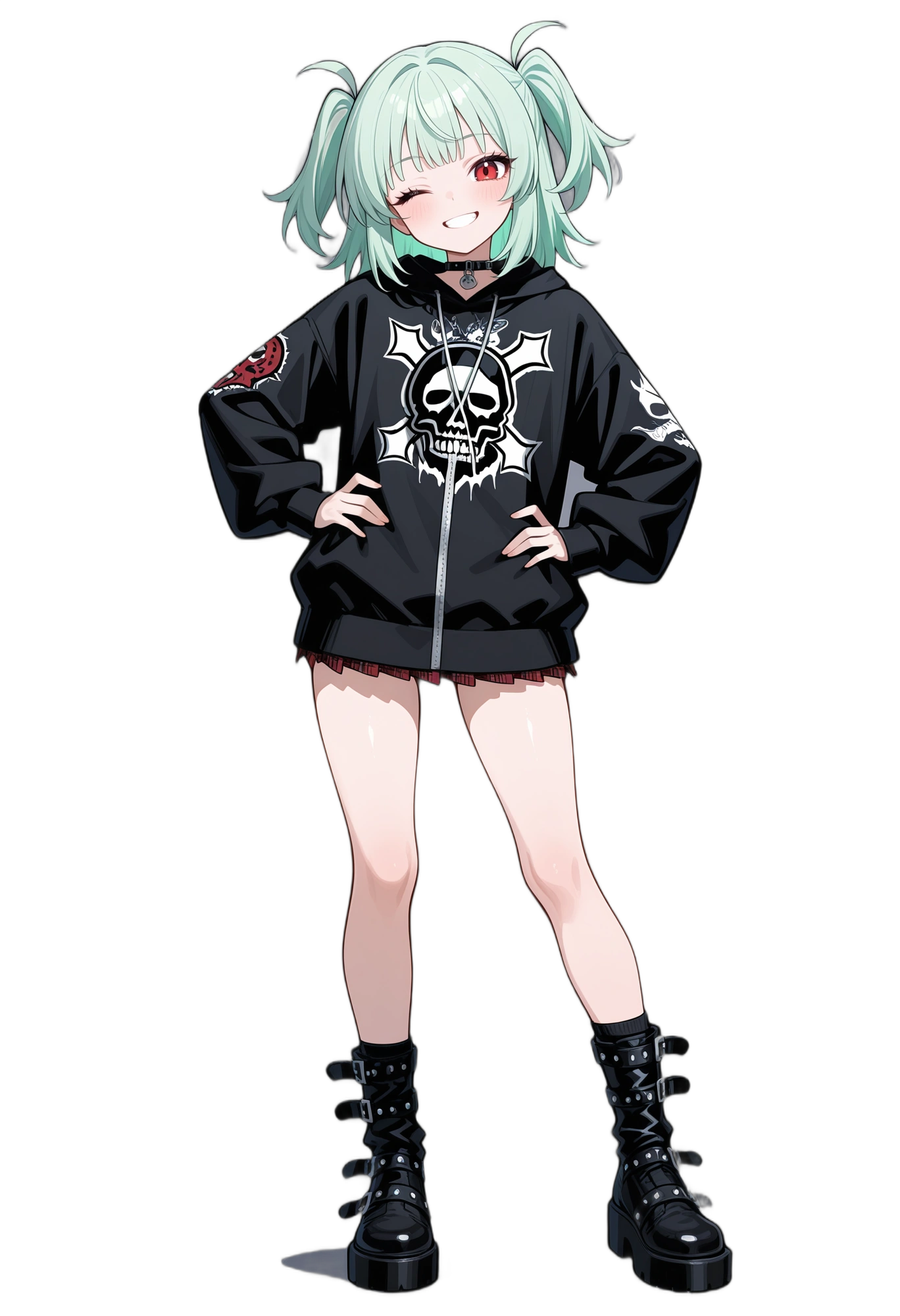 anime-mediumhair-longsleeves-pleatedskirt-woman