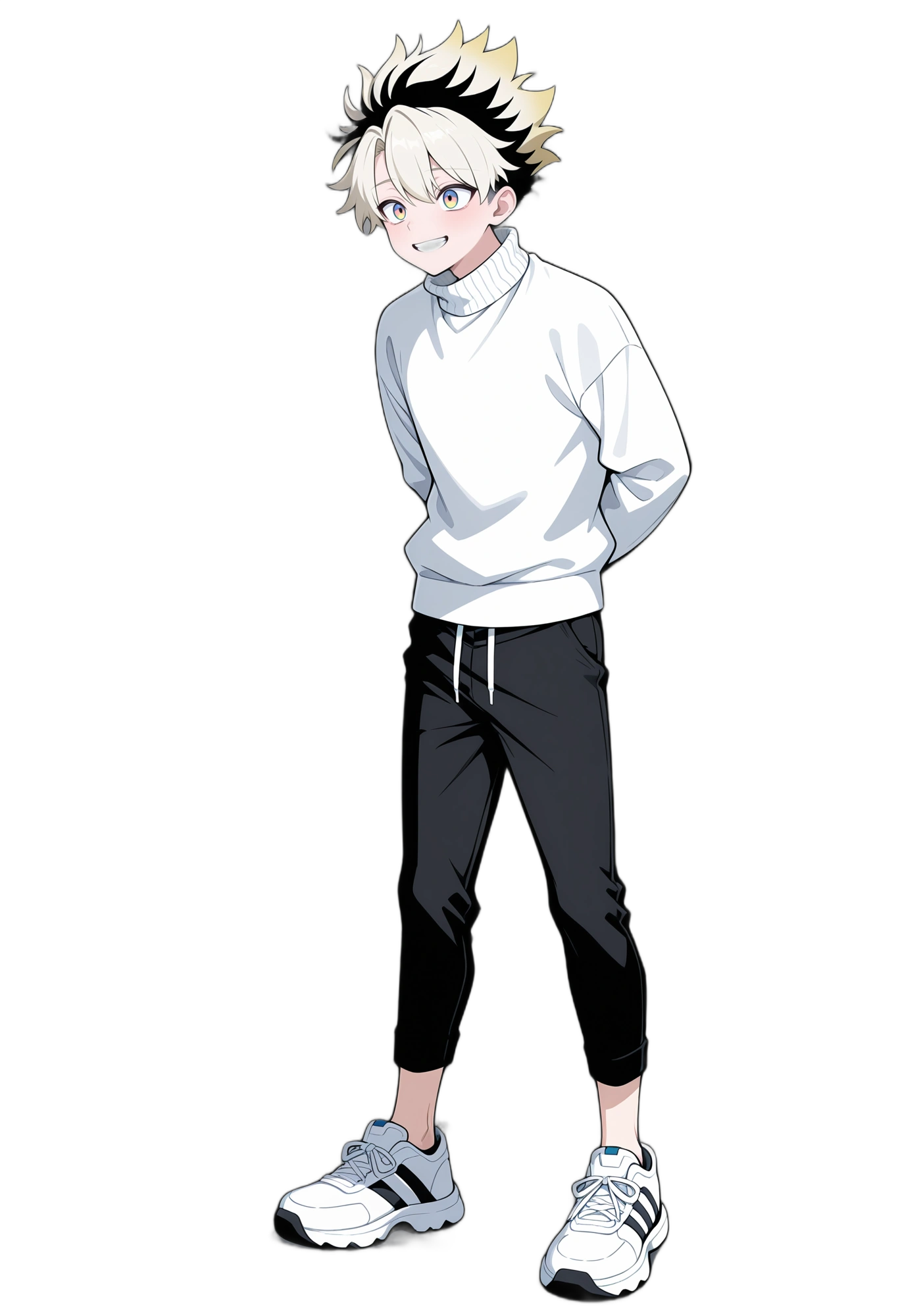 anime-multicoloredhair-whitefootwear-pants-man