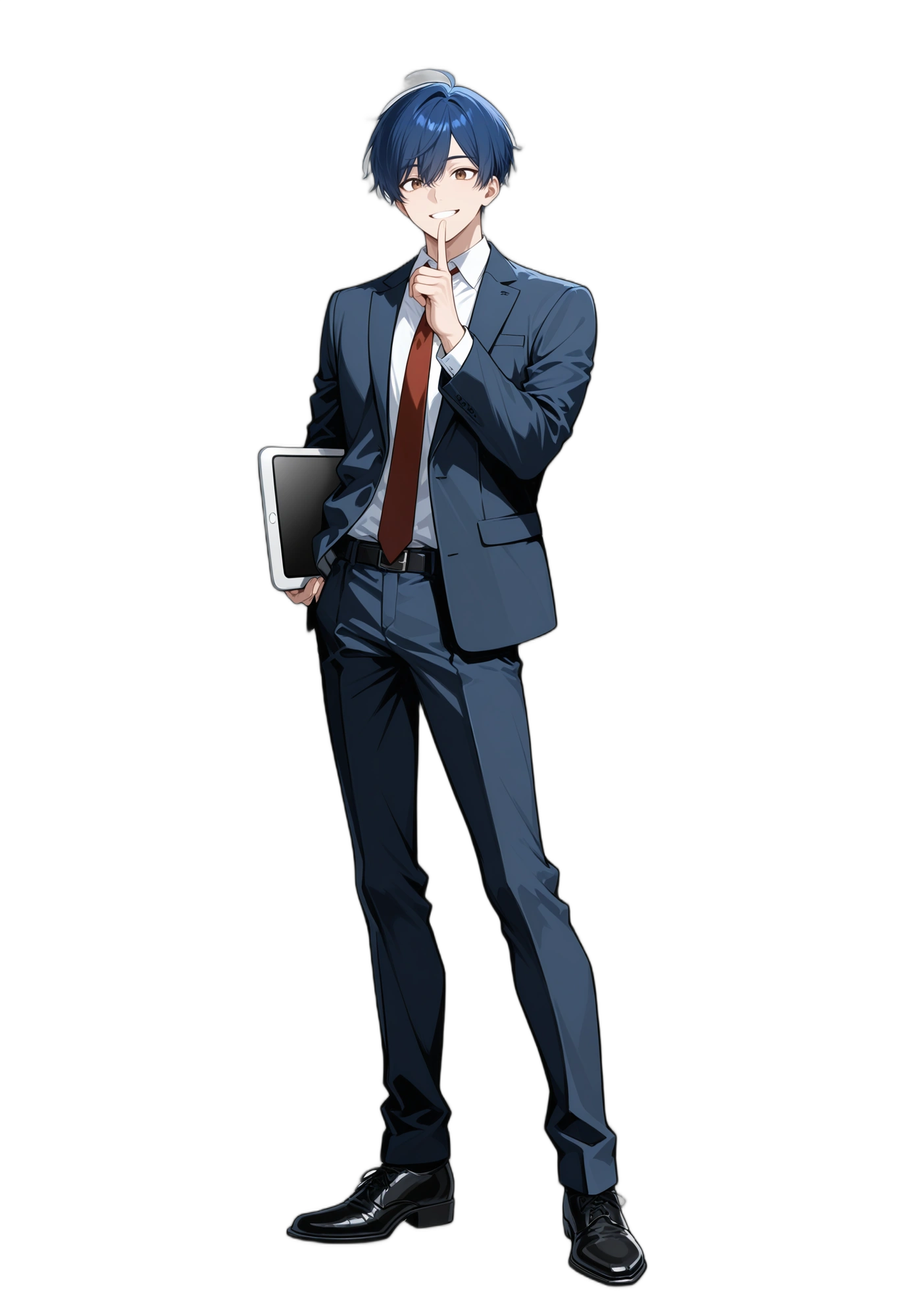 anime-necktie-bluehair-pants-man