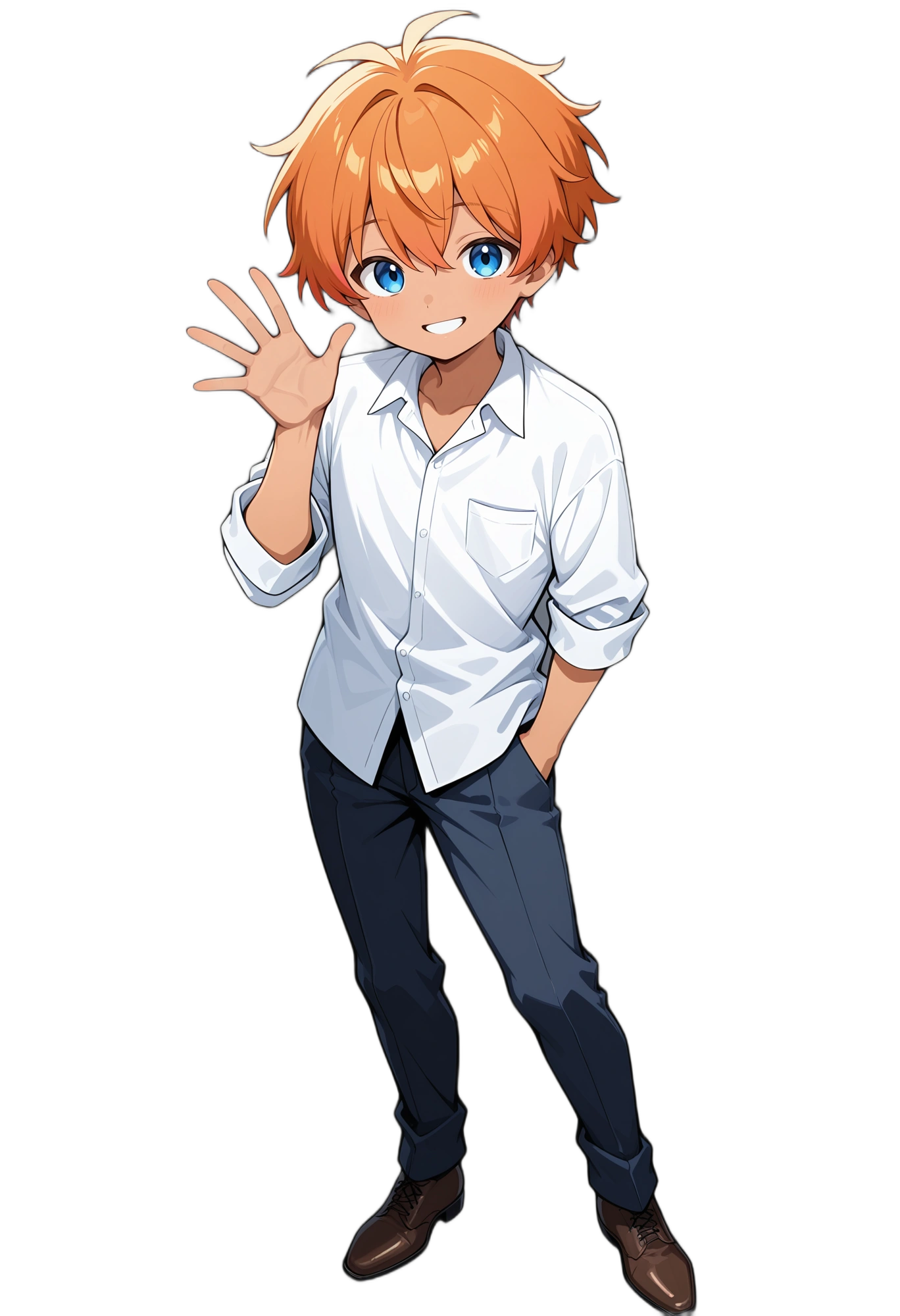 anime-orangehair-handinpocket-collaredshirt-man