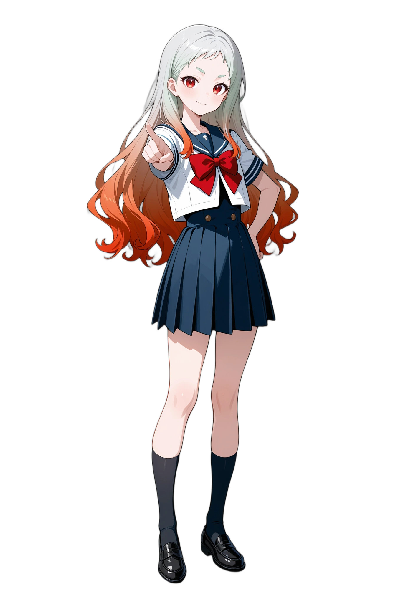 anime-orangehair-whiteshirt-bow-woman