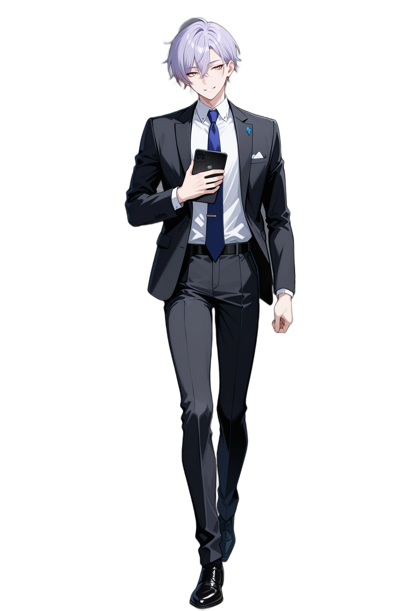 anime-phone-blackfootwear-whiteshirt-man