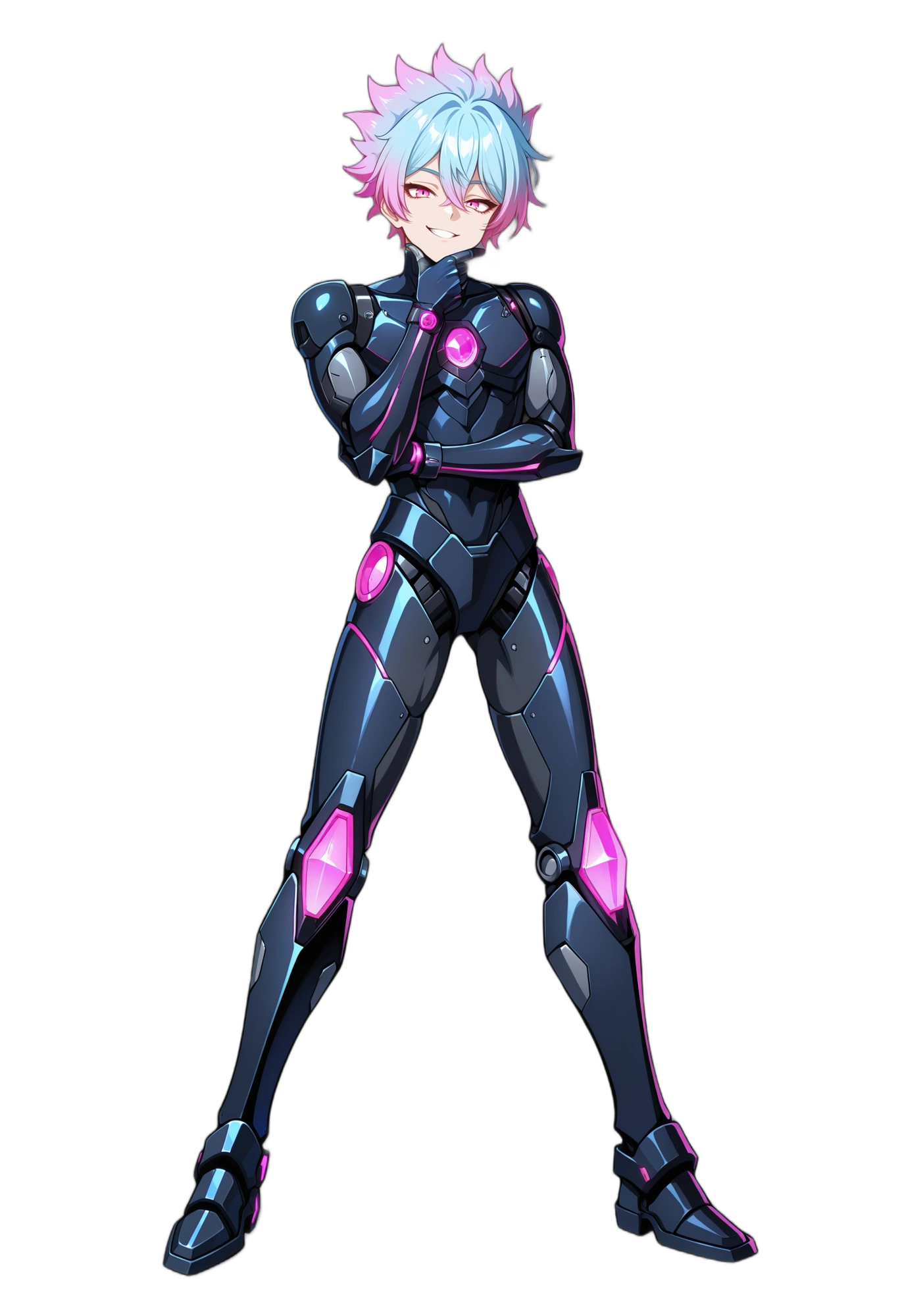 anime-pinkhair-multicoloredhair-bodysuit-man
