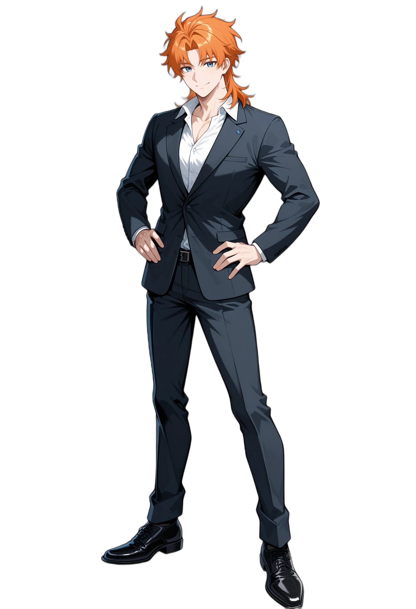 anime-shirt-orangehair-blackpants-man