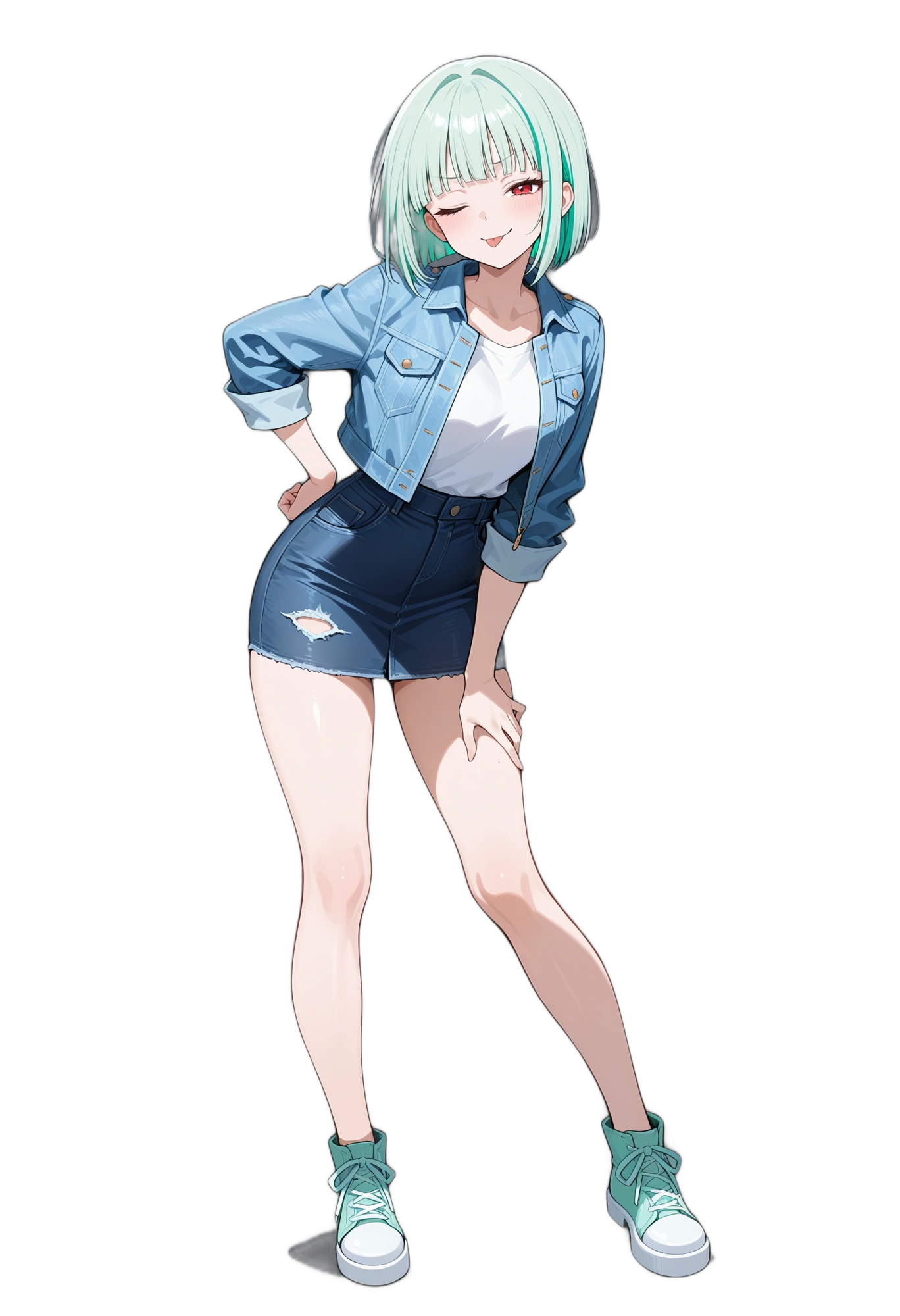 anime-shirttuckedin-two-tonehair-whiteshirt-woman