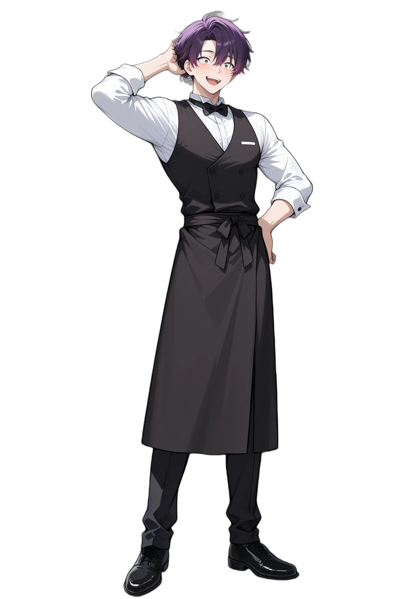 anime-shorthair-purplehair-blackfootwear-man