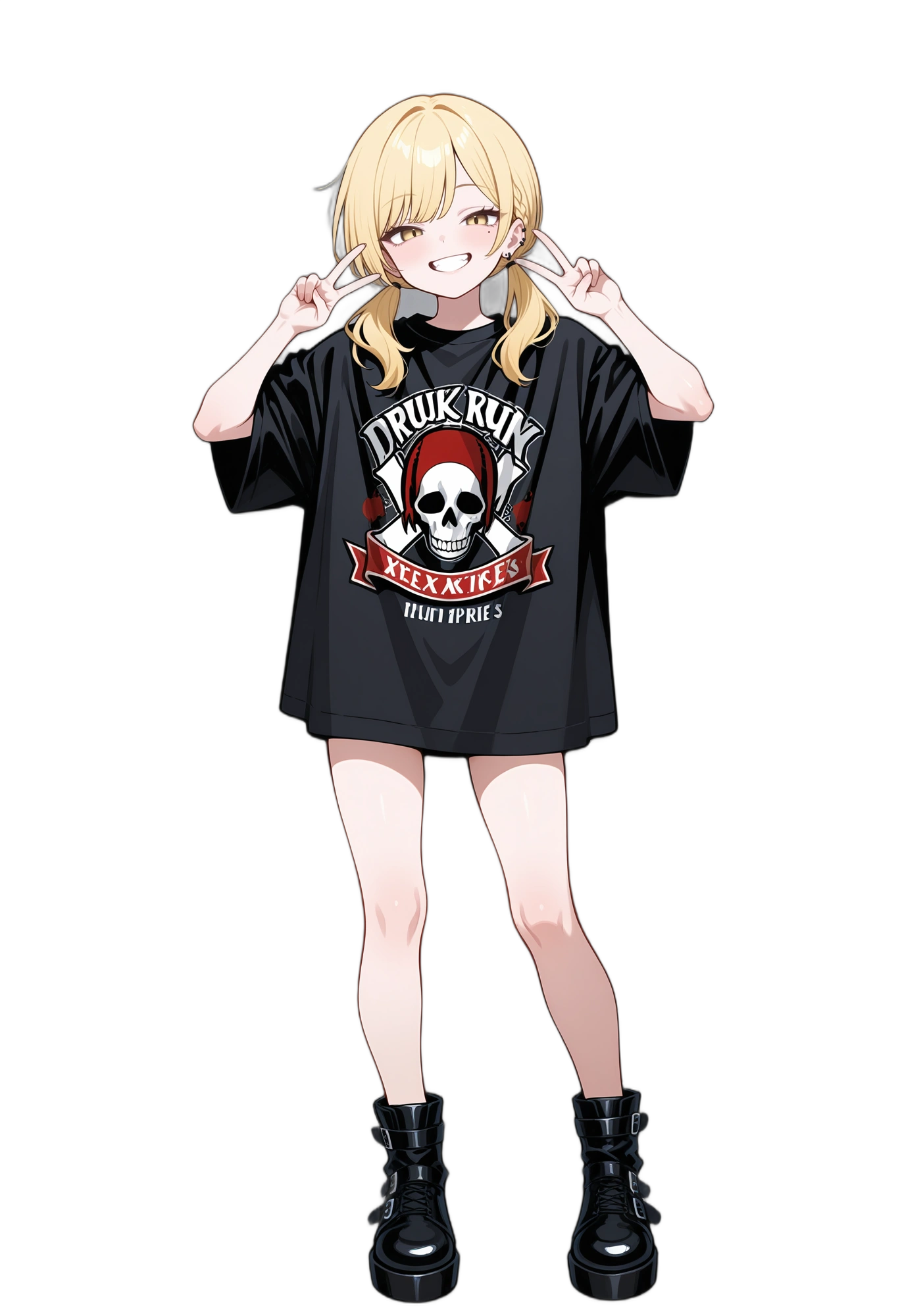 anime-shortsleeves-blackfootwear-boots-woman