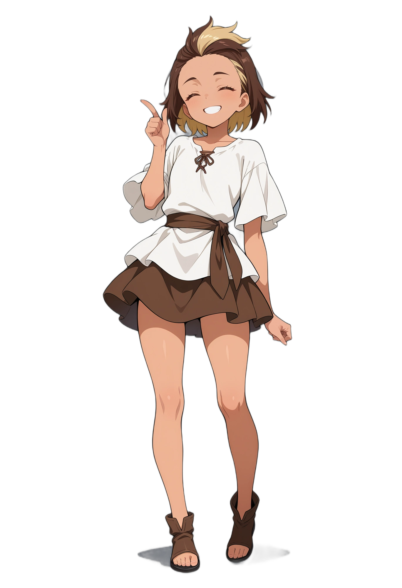anime-shortsleeves-multicoloredhair-closedeyes-woman