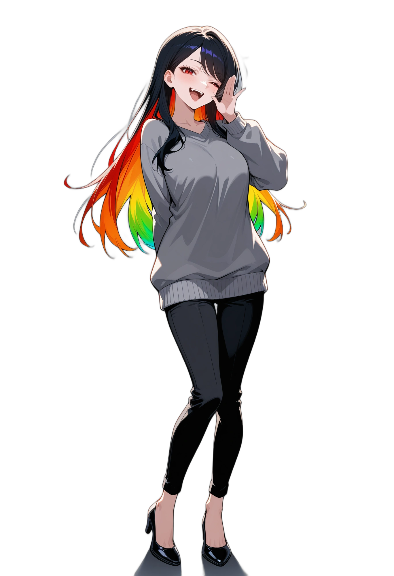 anime-smile-sweater-multicoloredhair-woman