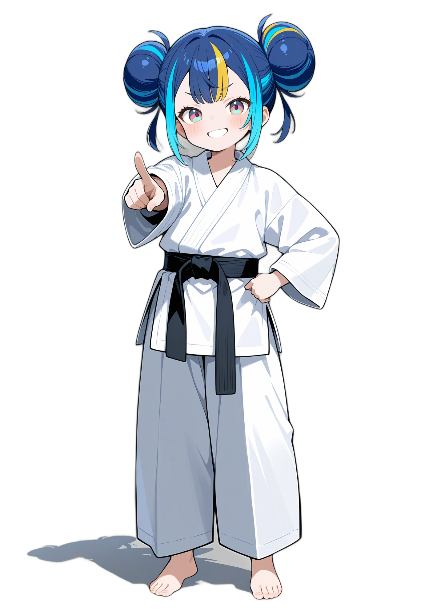 anime-smile-pants-streakedhair-woman