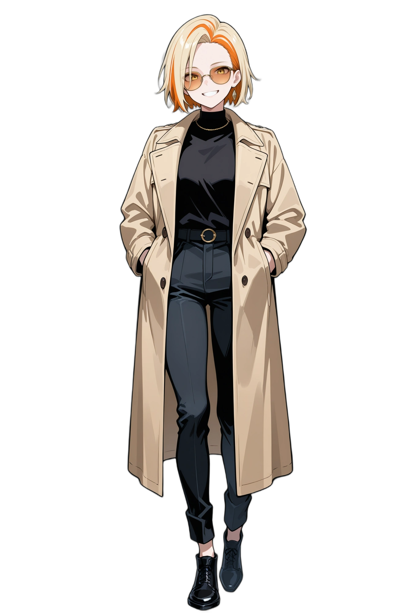 anime-streakedhair-blackfootwear-smile-woman
