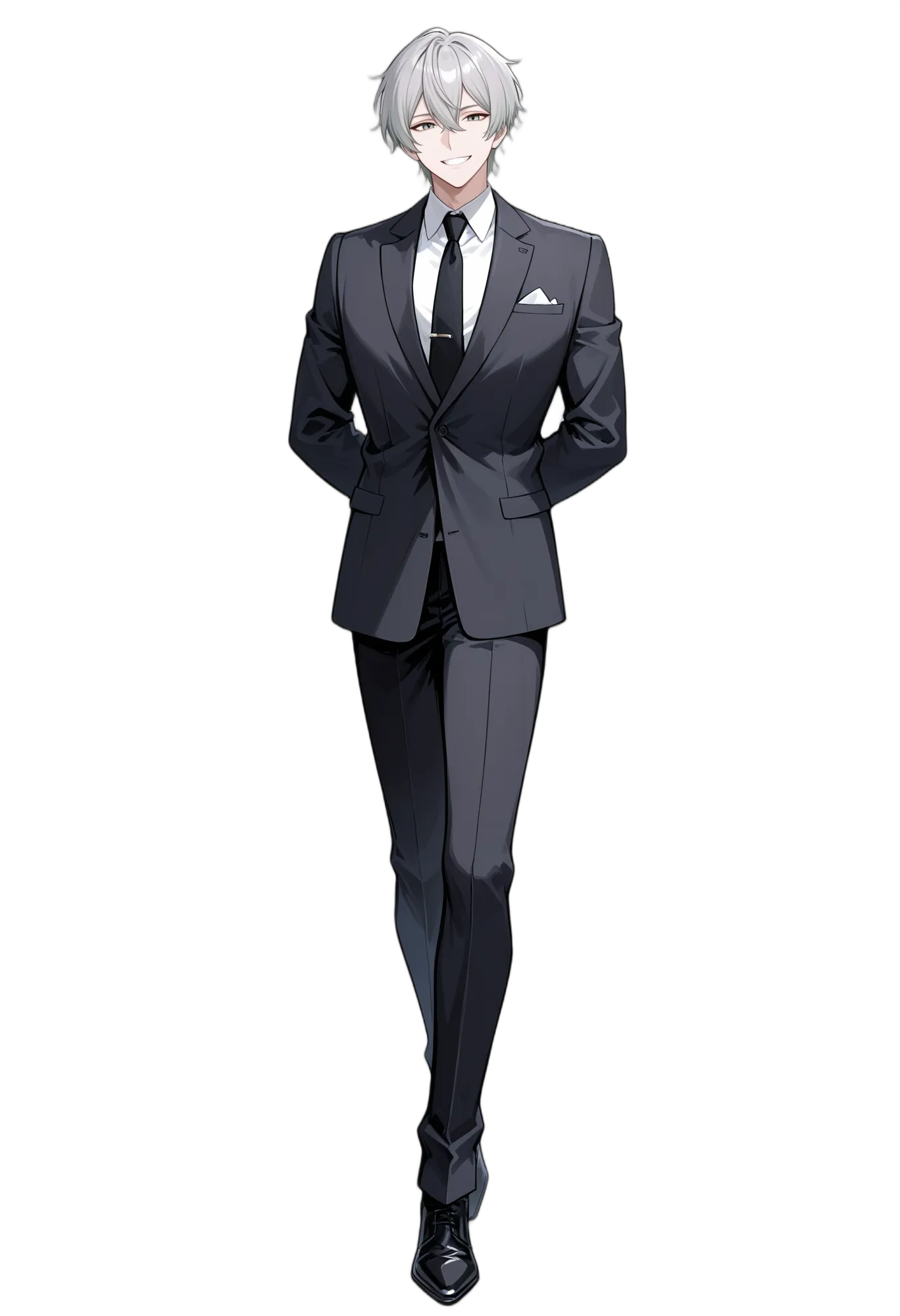 アニメイラスト-社会人-スーツ-黒靴-ジャケット-男性-AI人物素材