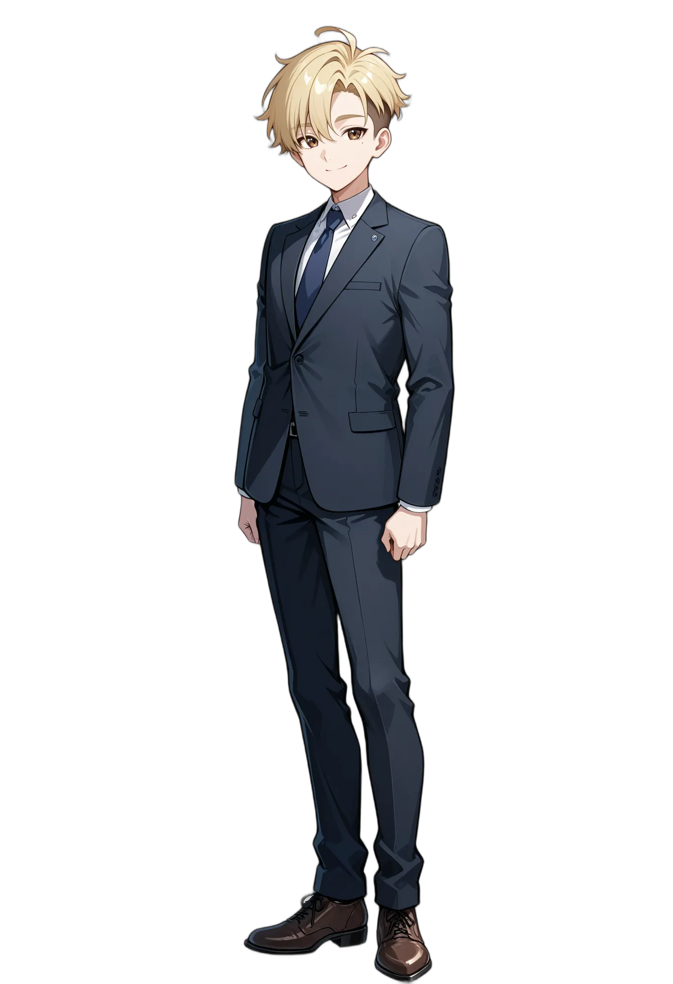 アニメイラスト-会社員-スーツ-ネクタイ-ブラウンアイ-男性-AI人物素材