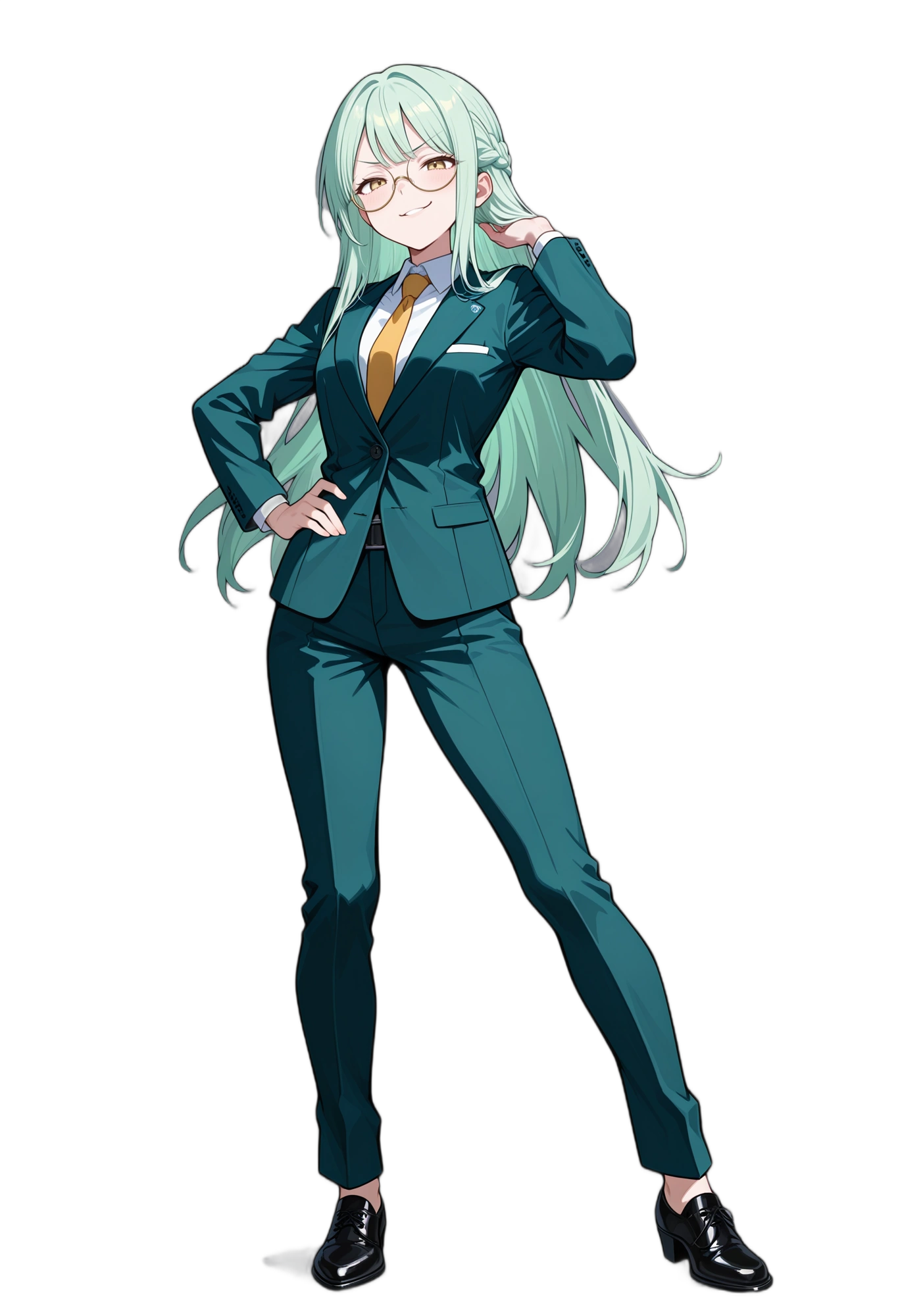 anime-suit-smile-yelloweyes-woman