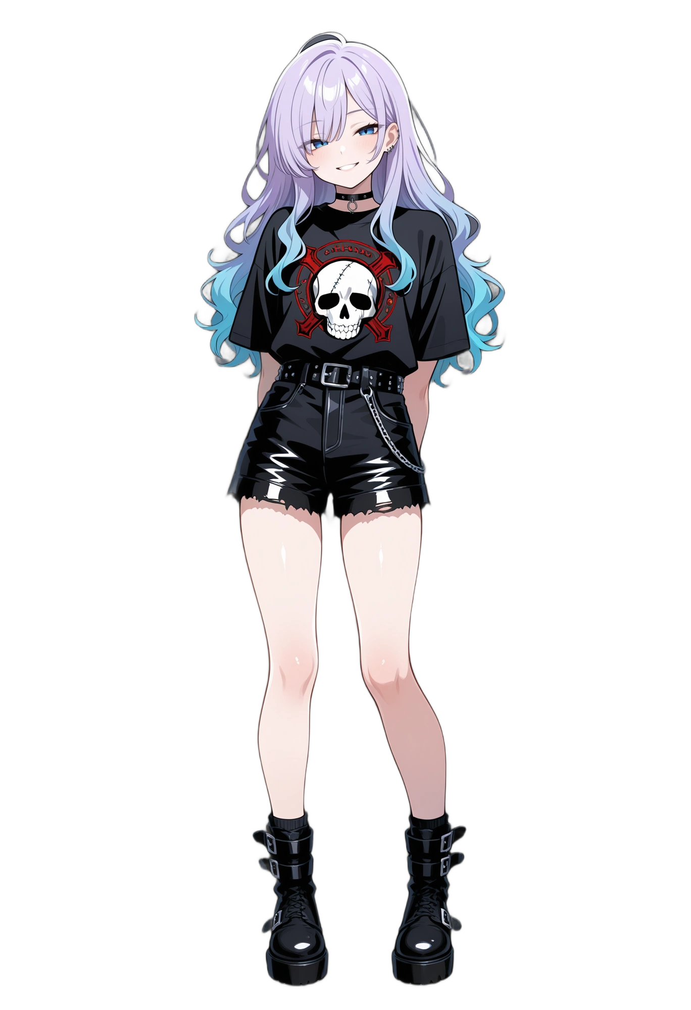 anime-t-shirt-choker-blueeyes-woman
