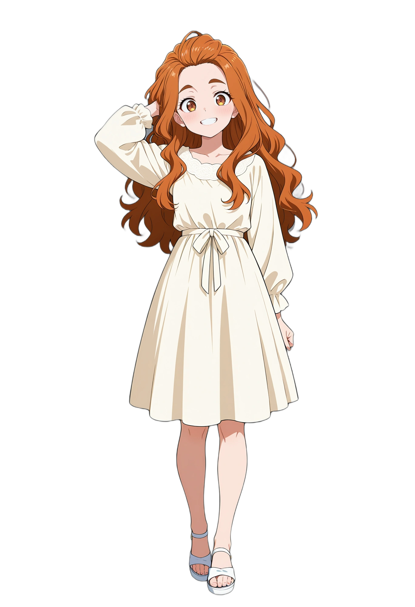 anime-wavyhair-sandals-dress-woman