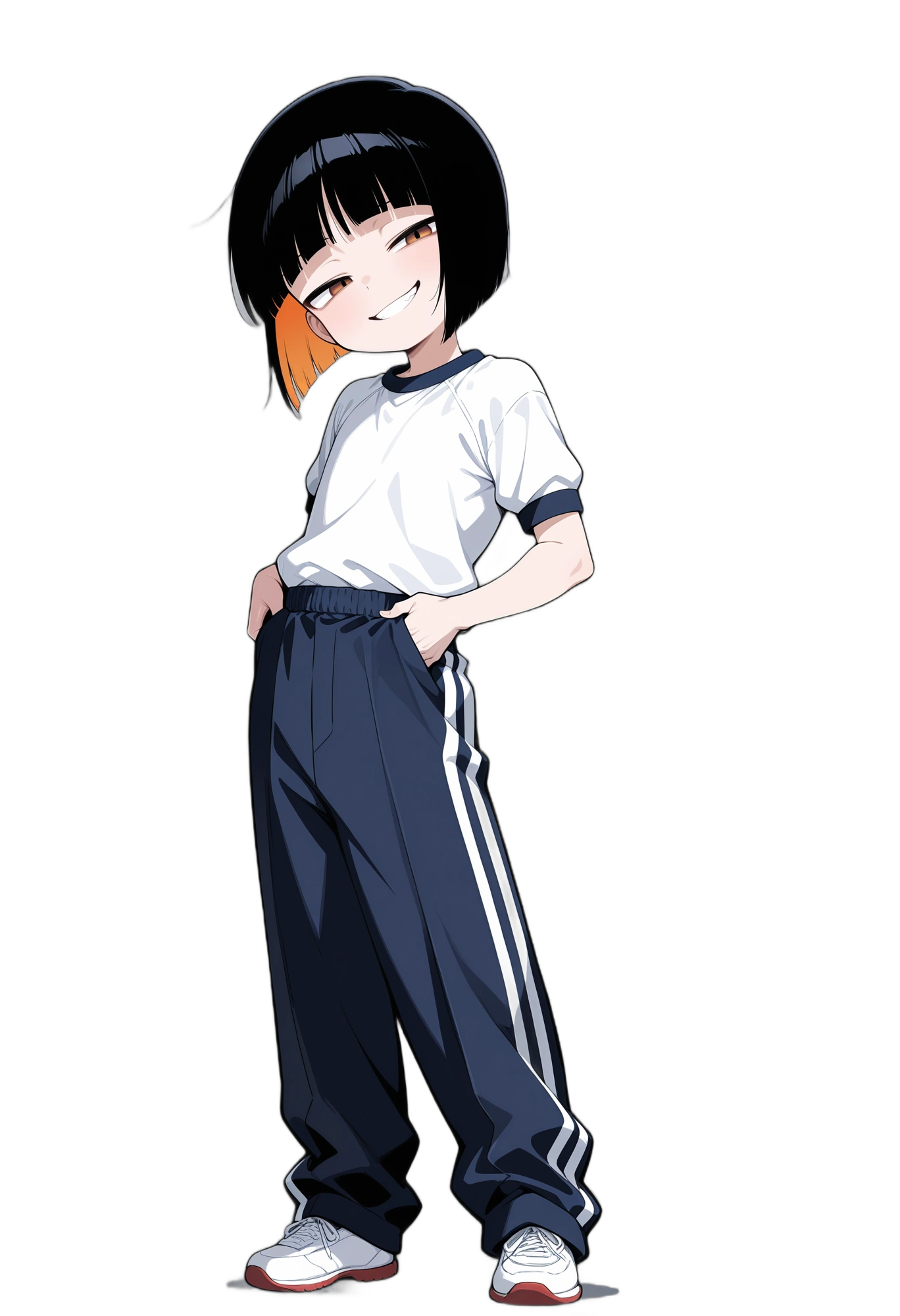 anime-whiteshirt-orangeeyes-pants-woman
