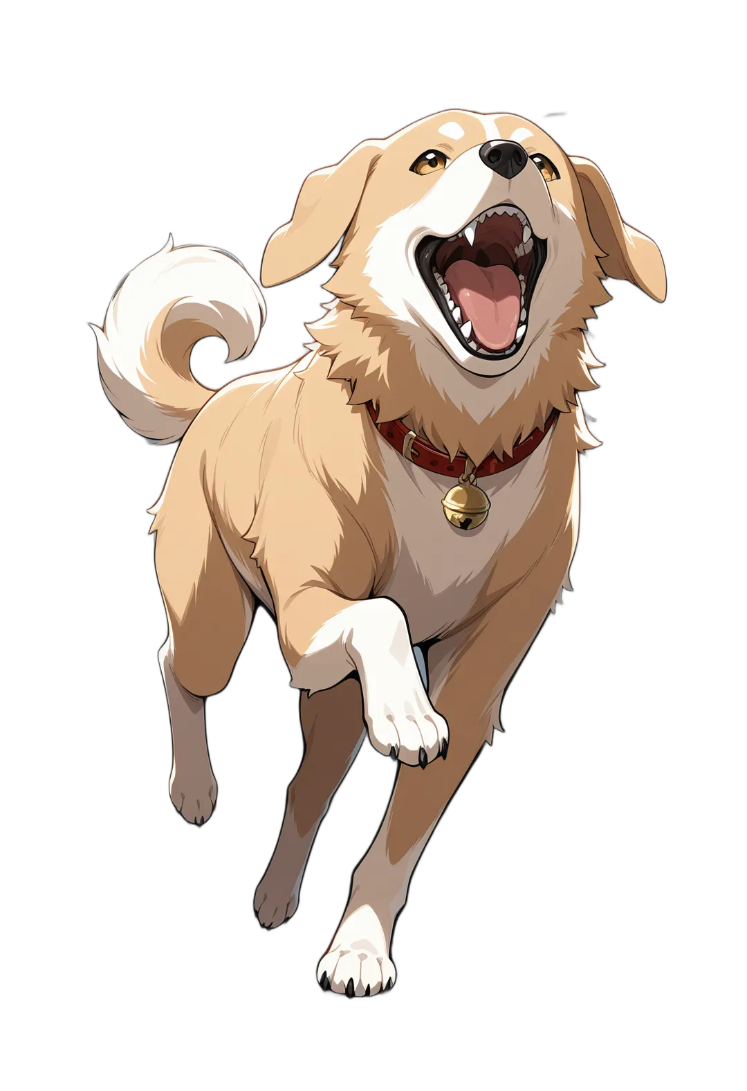 アニメイラスト-動物-犬-首輪-牙-AI立ち絵素材