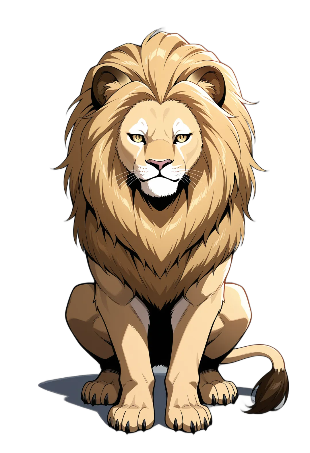 アニメイラスト-動物-ライオン-AI立ち絵素材