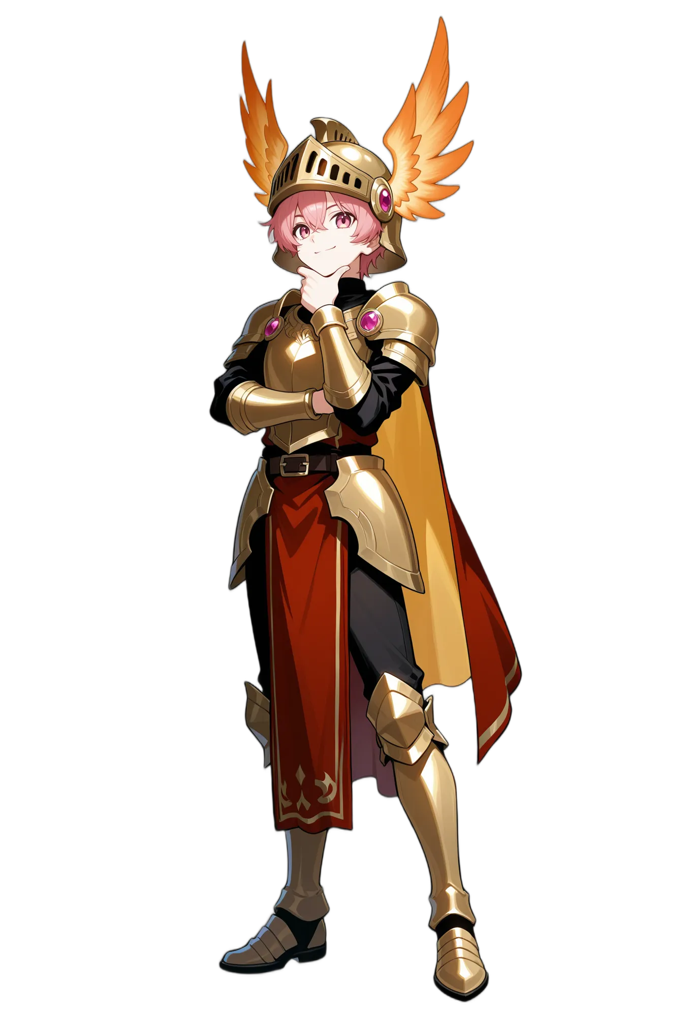アニメイラスト-ファンタジー-鎧-ショルダーアーマー-ヘルメット-男性-AI人物素材