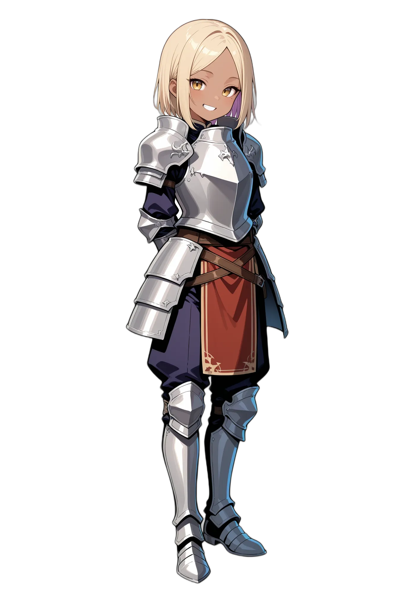 アニメイラスト-異世界-鎧-イエローアイ-ブラウンアイ-女性-AI人物素材