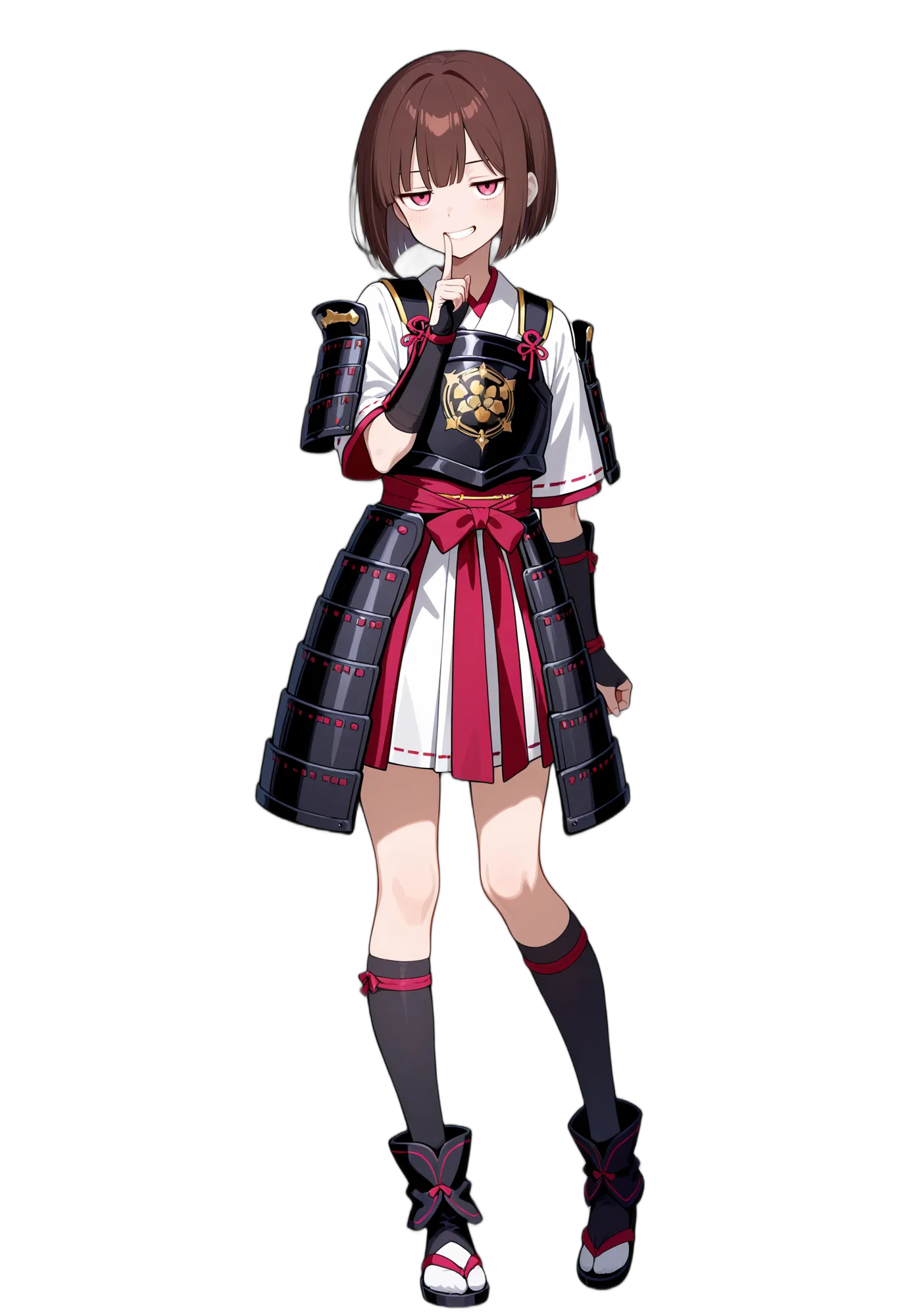 アニメイラスト-ファンタジー-鎧-ショルダーアーマー-ピンクアイ-女性-AI人物素材