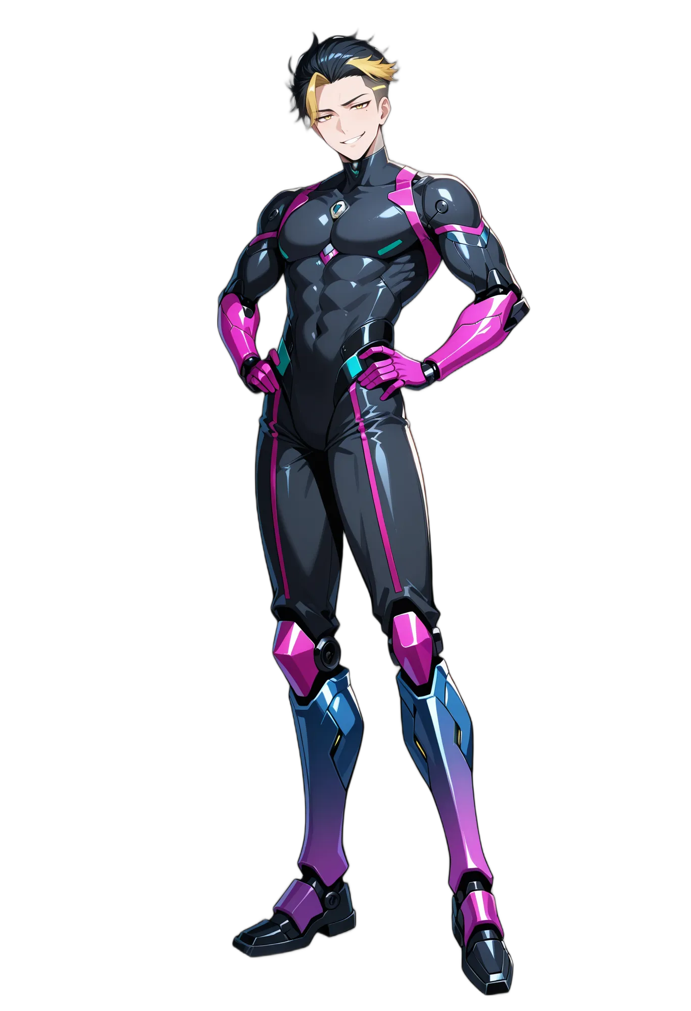 アニメイラスト-未来-手袋-金髪-ショートヘア-男性-AI人物素材