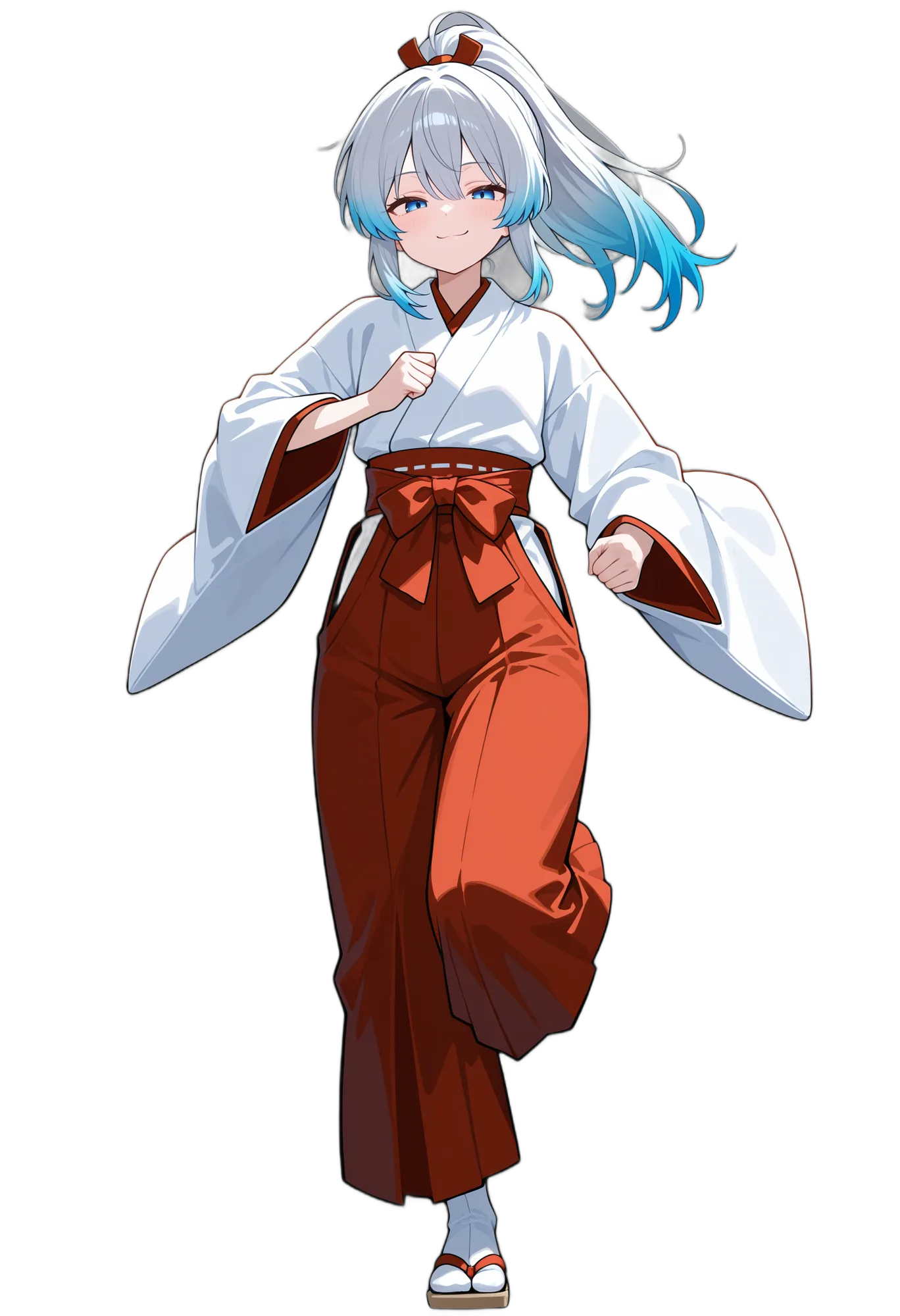 アニメイラスト-和風-袴-和服-巫女-女性-AI人物素材